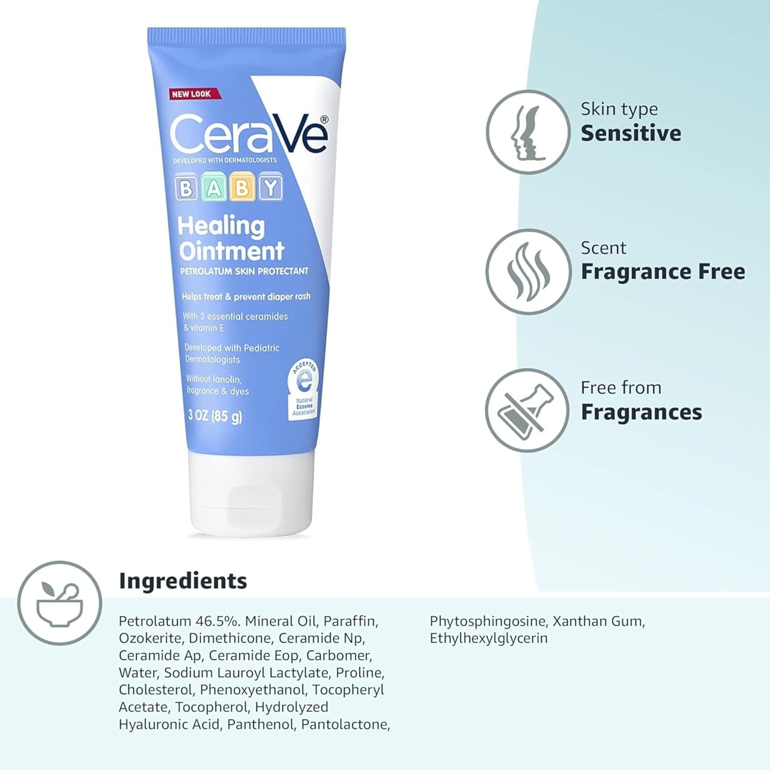 CeraVe Diaper Rash Cream, Baby Healing Ointment with Vitamin E, 3oz - Image 9