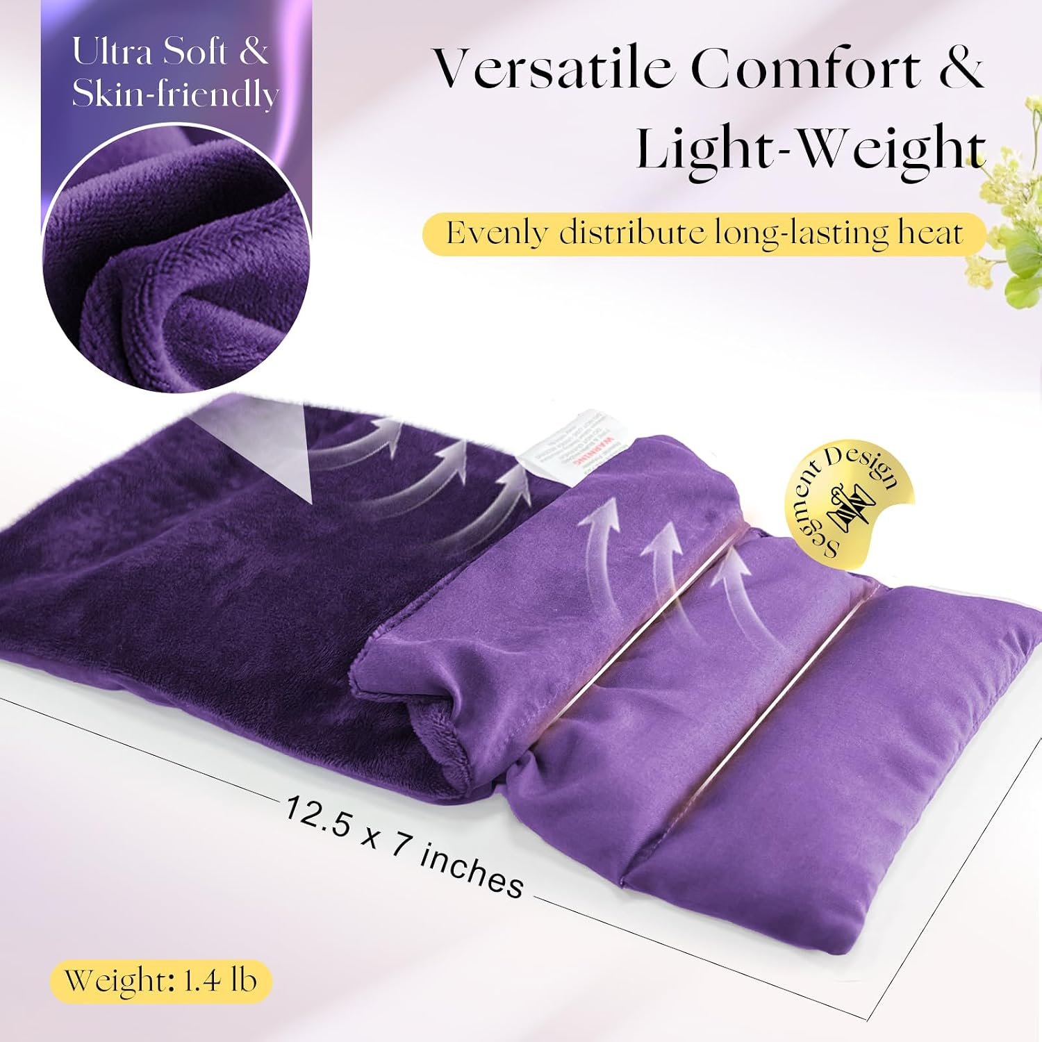 Microwavable Heating Pad with Washable Cover 13x7 Inch Flaxseed Microwave Hot Pack, Lavender Scent, Moist Warm Compress for Relaxation, Non-Electric & Portable - Image 3