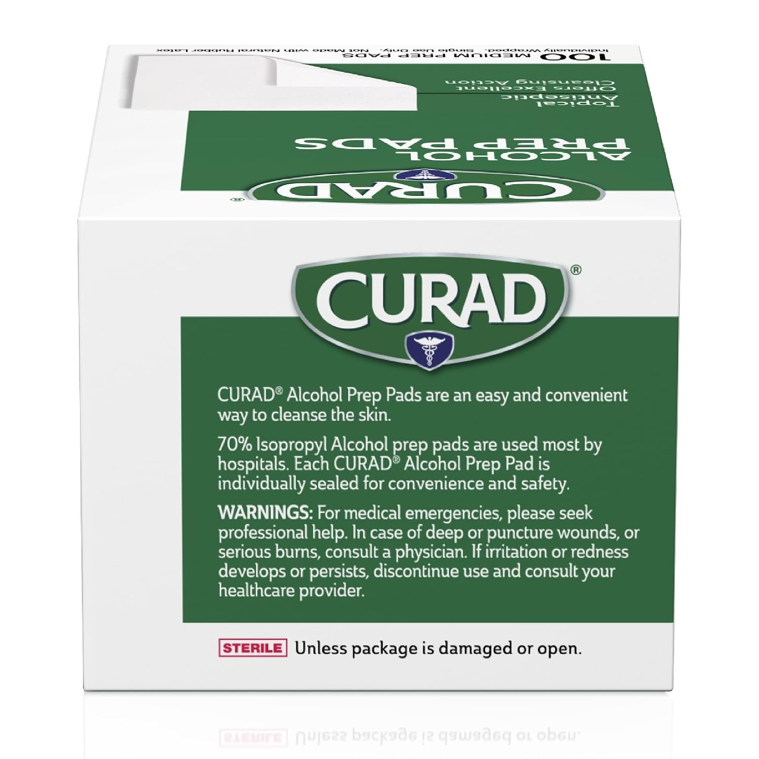 CURAD Alcohol Prep Pads, 400 Count, Medium 70% Isopropyl Alcohol Wipes, Individually Wrapped, First Aid Alcohol Swabs for Cuts & Scrapes, Medical Alcohol Pads - Image 7
