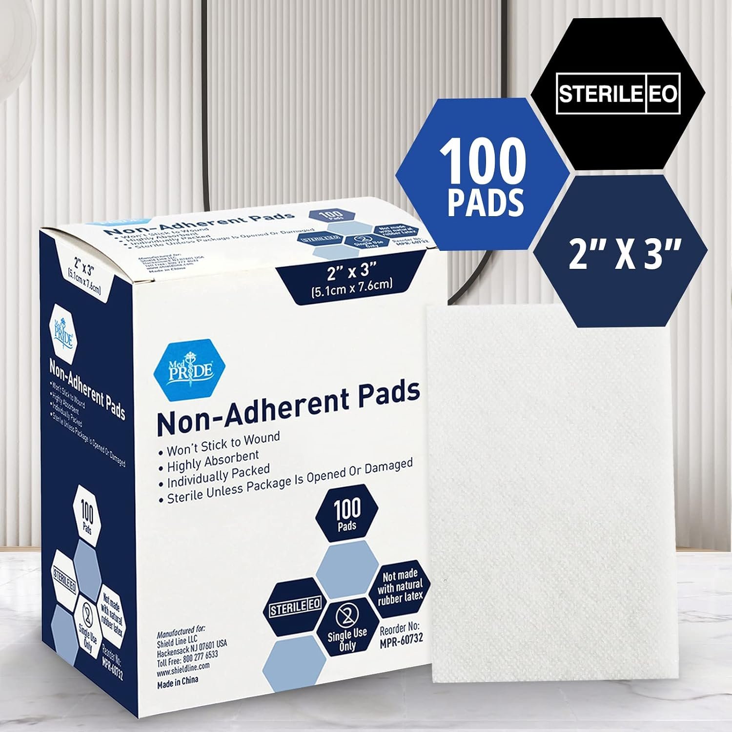 MED PRIDE Sterile Non Stick Pads for Wounds Non-Adherent Highly Absorbent Painless Removal Individually Wrapped (2x3 Inch (Pack of 100)) - Image 5