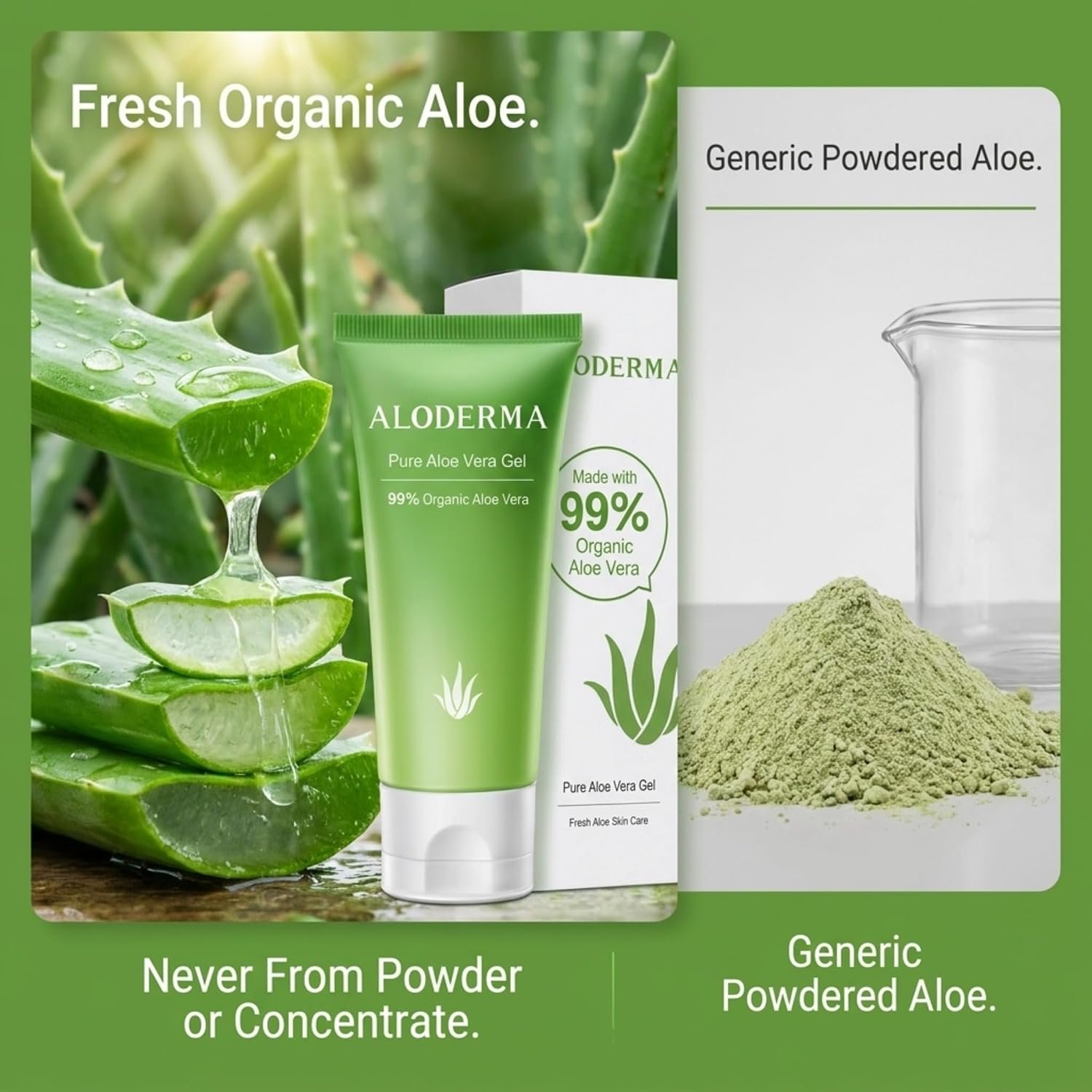 Aloderma Travel Size Aloe Vera Gel Made within 12 Hours of Harvest with 99% Pure Organic Aloe Vera for Body, Face, & Scalp - Hydrating & Soothing Gel for After Sun Care - 1.5oz Squeeze Tube - Image 7