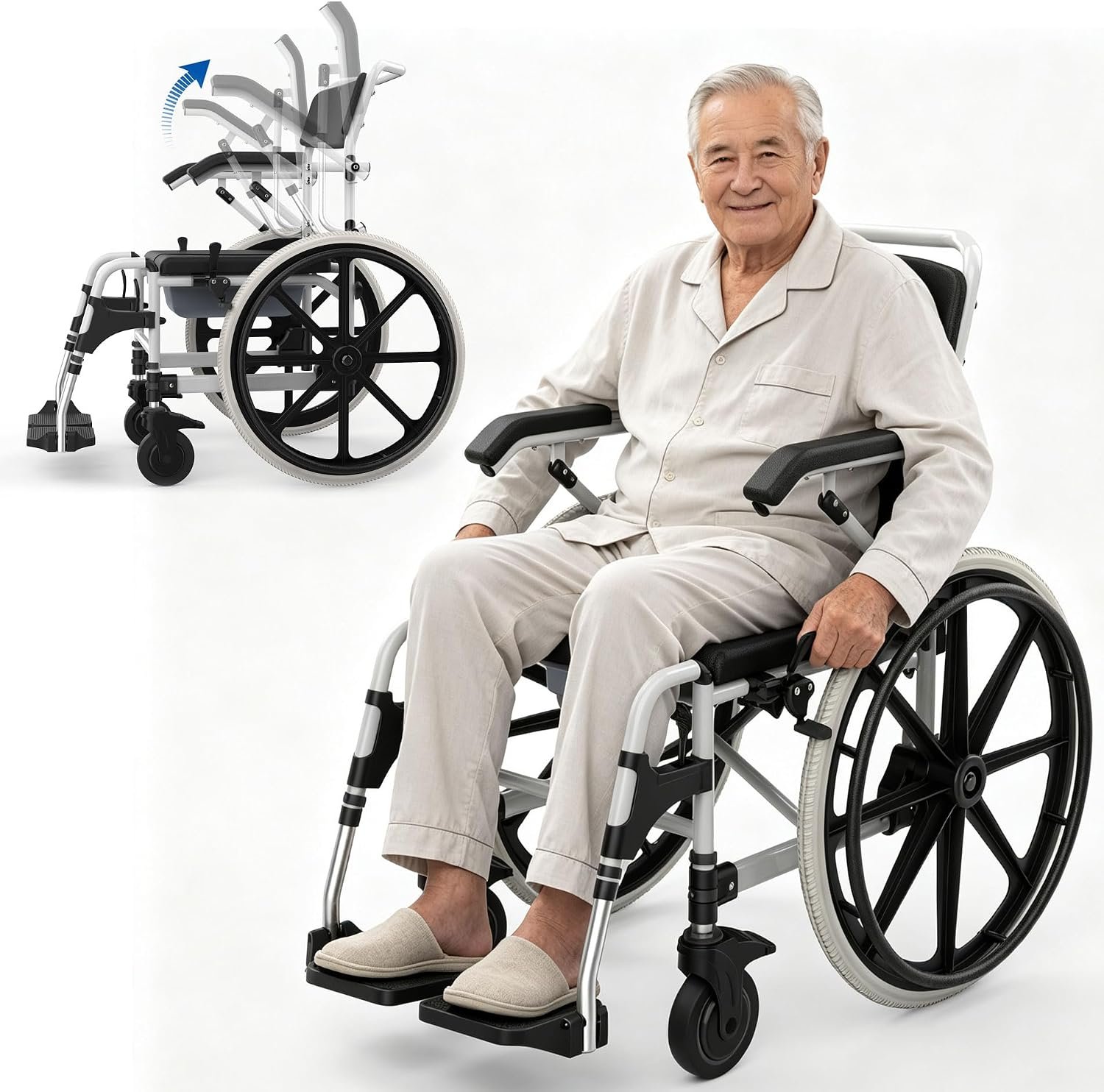 Self-Propelled Shower Wheelchair,Co...