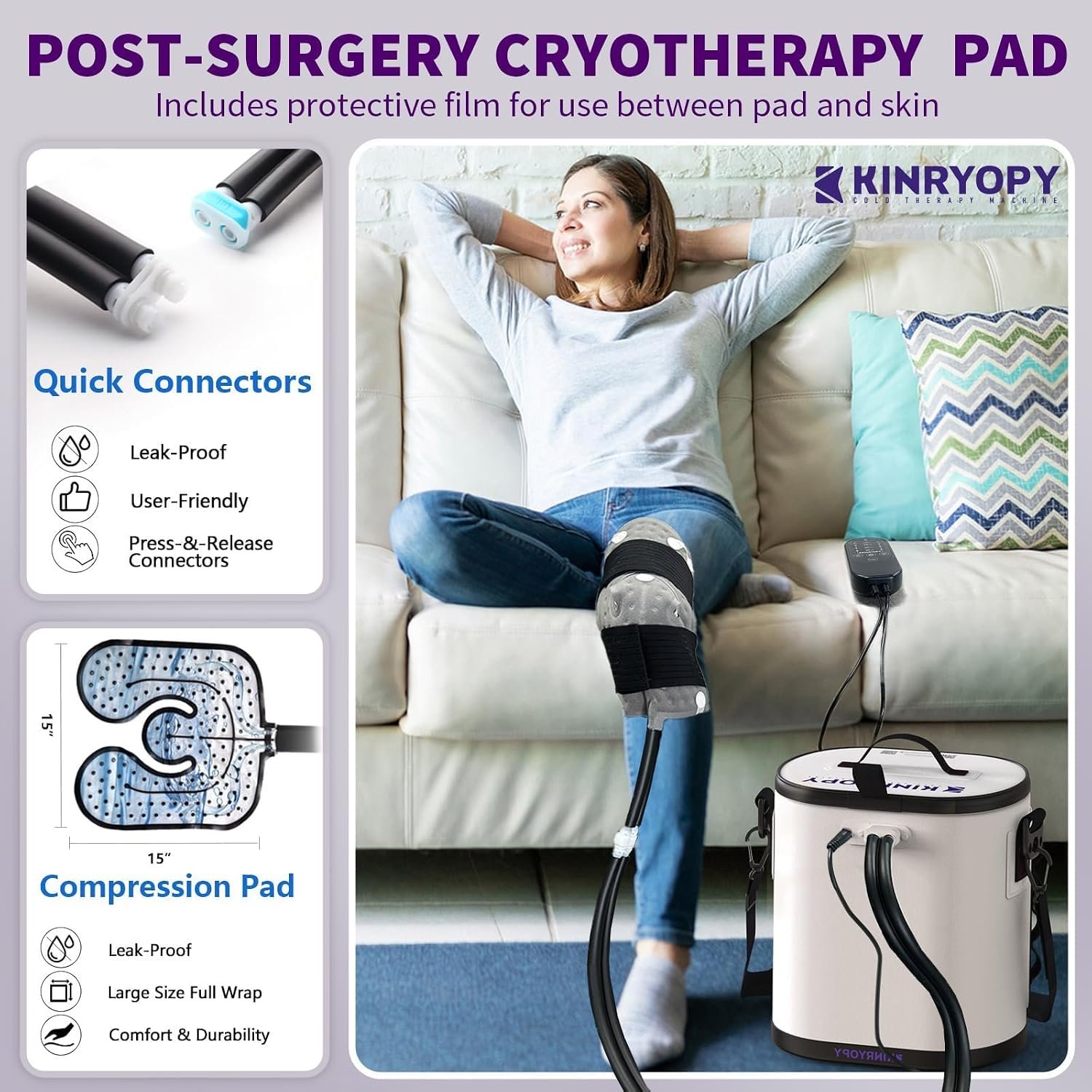 Ice Machine for Larger Knee Pad with Programmable Timer & Quiet Pump - Image 3