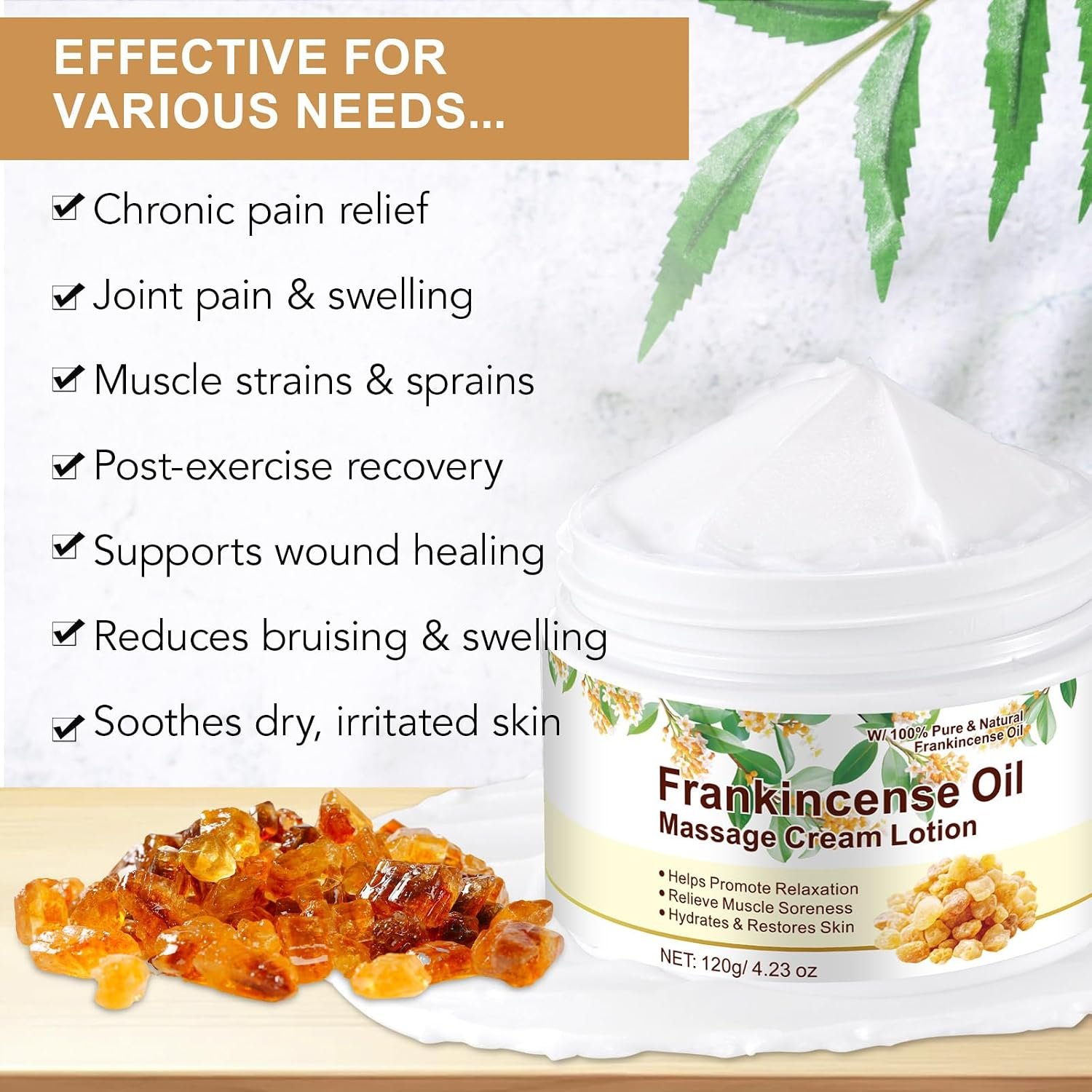 Frankincense Balm for Anti-Aging, Muscle Support – Deep Moisturizing Frankincense Cream for Sensitive Skin, Dry Skin – Skincare Moisturizer for Men & Women - Image 6