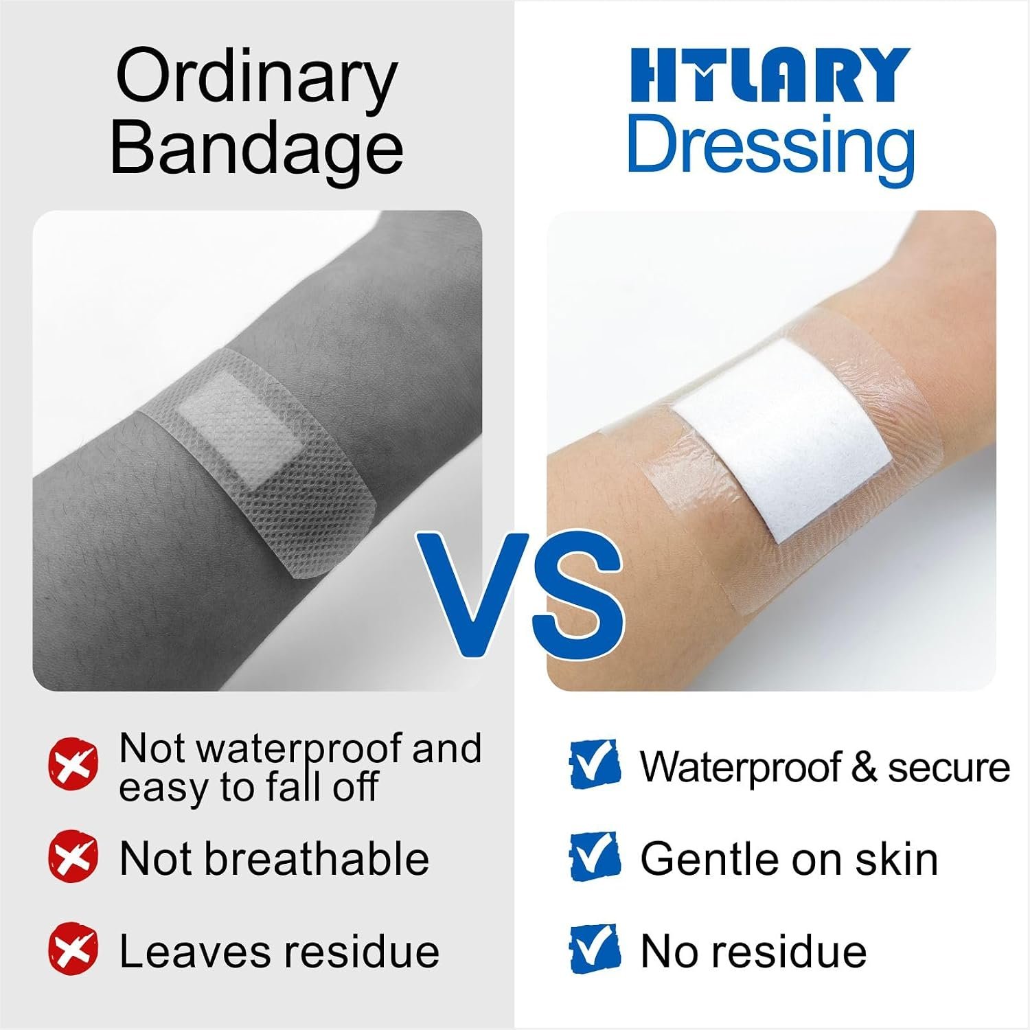 Waterproof Transparent Film Dressing with Absorbent Pad 50-Pack Sterile Adhesive Bandages Post-Surgical Wound Cover, Protective Barrier for Sensitive Skin (2.7‘’x4‘’) - Image 5