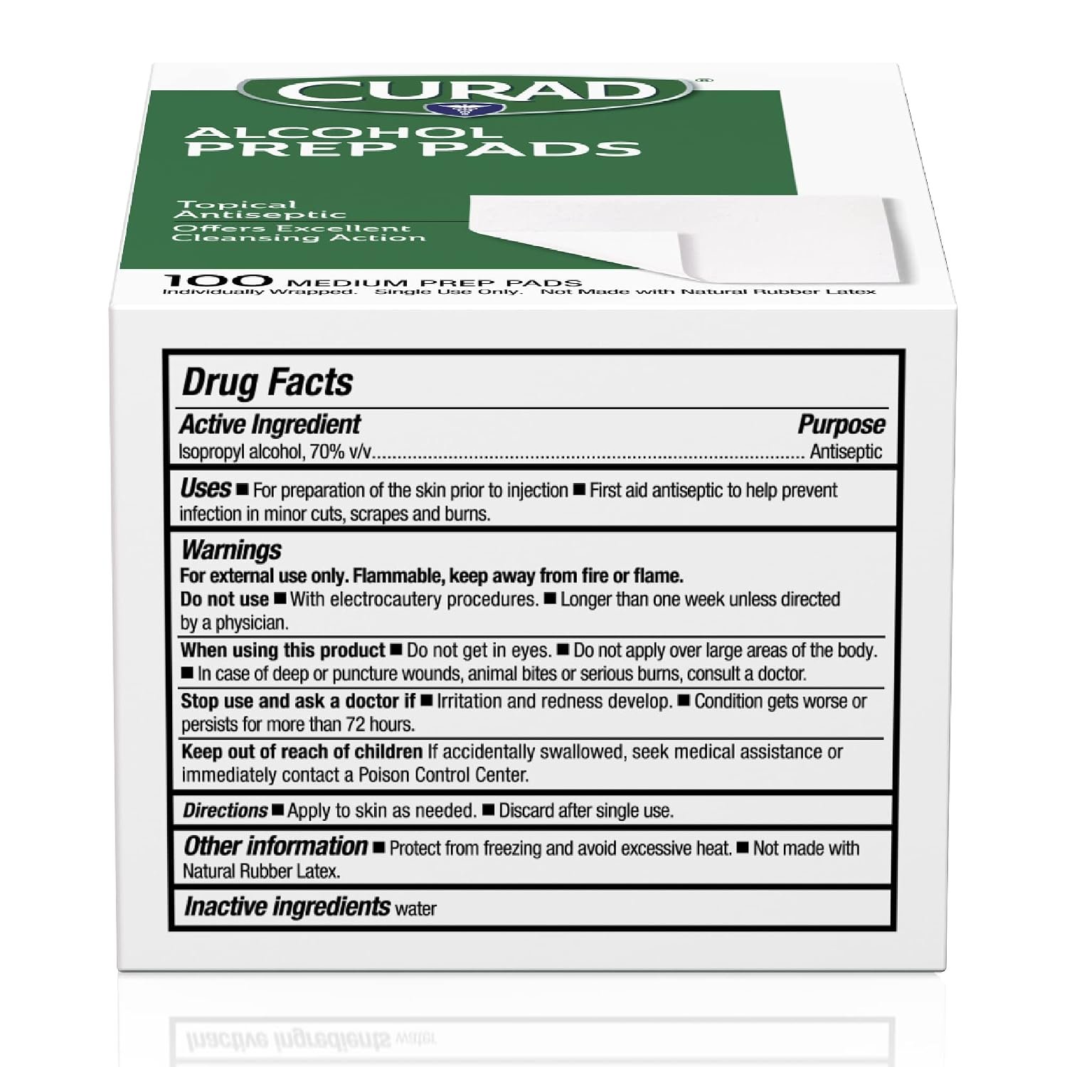 CURAD Alcohol Prep Pads, 400 Count, Medium 70% Isopropyl Alcohol Wipes, Individually Wrapped, First Aid Alcohol Swabs for Cuts & Scrapes, Medical Alcohol Pads - Image 6