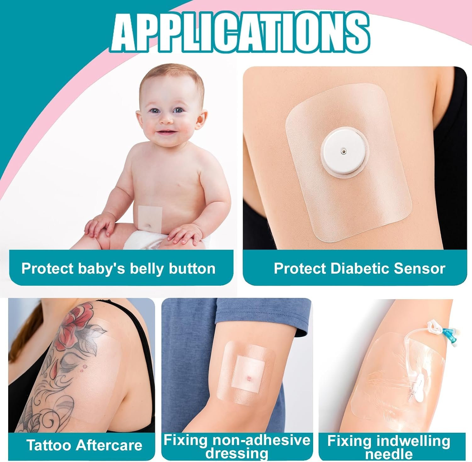 32 Pack Transparent Film Dressing 4"x4.75", Waterproof Bandages Waterproof Bandages for Swimming, Showering, Wounds, Post Surgical or IV Shield, Tattoo Aftercare Bandage, Adhesive Patches - Image 3