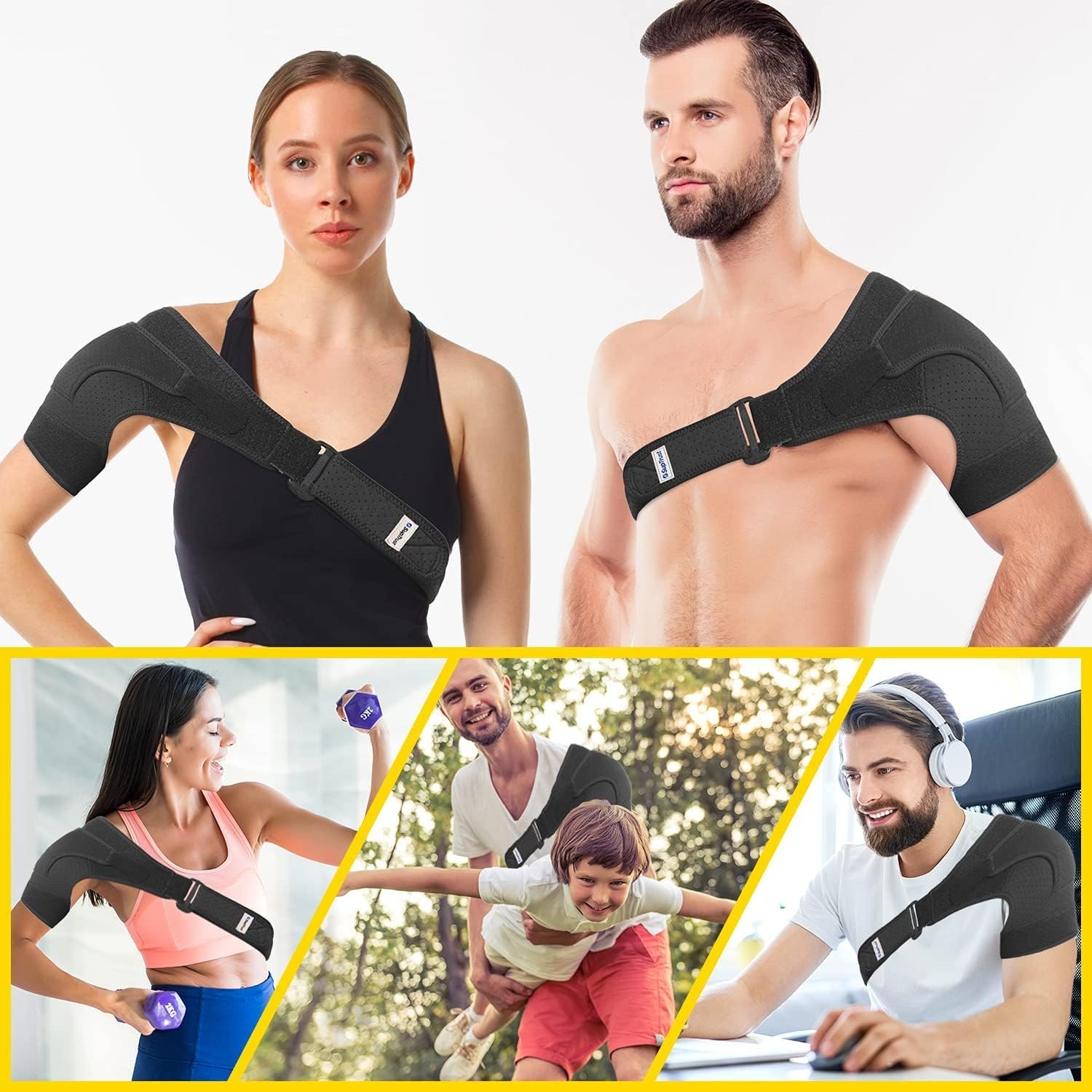 Suptrust Shoulder Brace for Men & Women: Adjustable Shoulder Wrap for Pain Relief, AC Joint, Torn Rotator Cuff, Injuries & Tendonitis - One Size Regular - Image 6