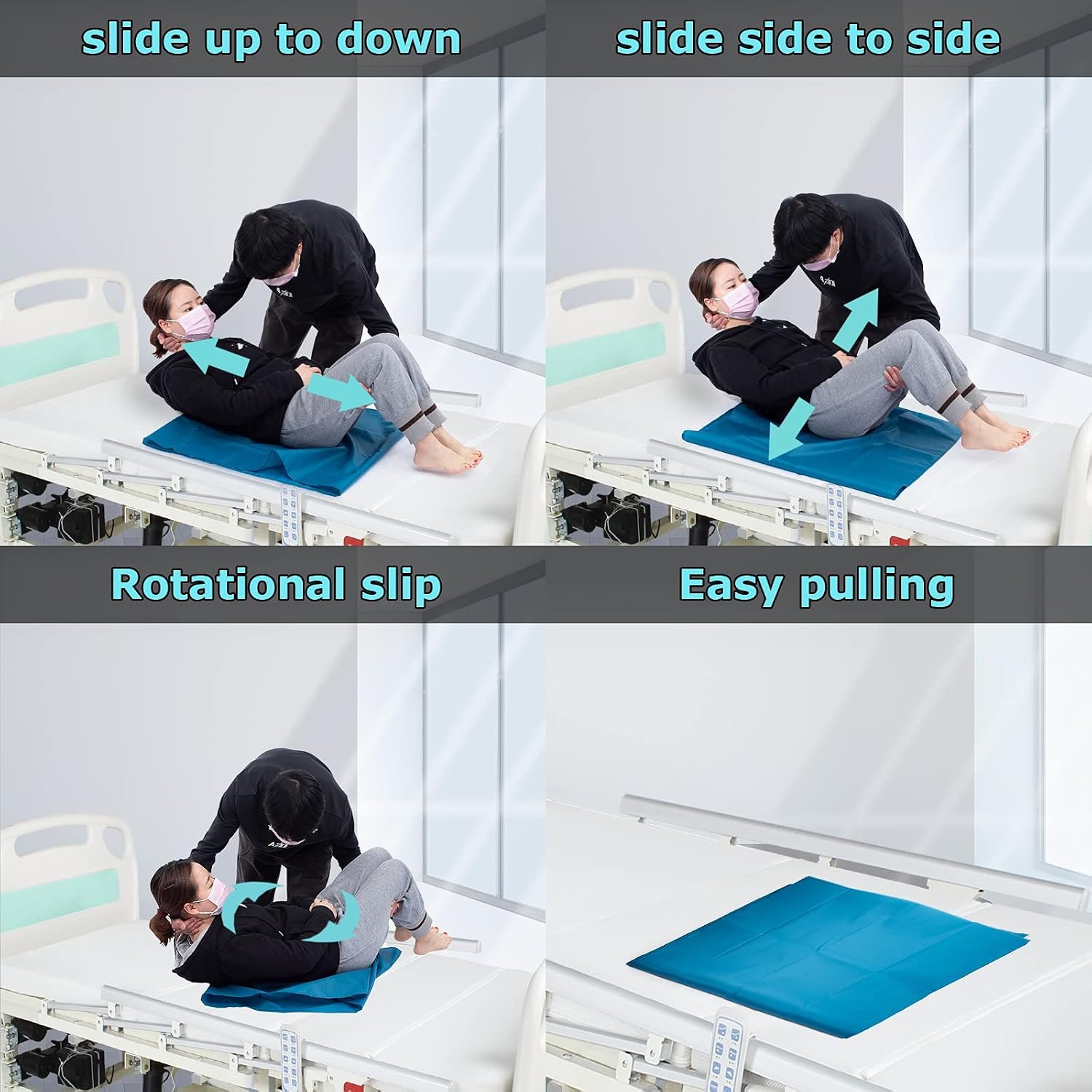 LOSCHEN Tubular Slide Sheet for Elderly Transfer, Sliding Draw Sheets to Assist Moving Elderly - for Cars, Vehicles, Wheelchairs and Bed Transfers - Hospitals & Home Care (Lake Blue, 28"x28"(72x72cm)) - Image 3