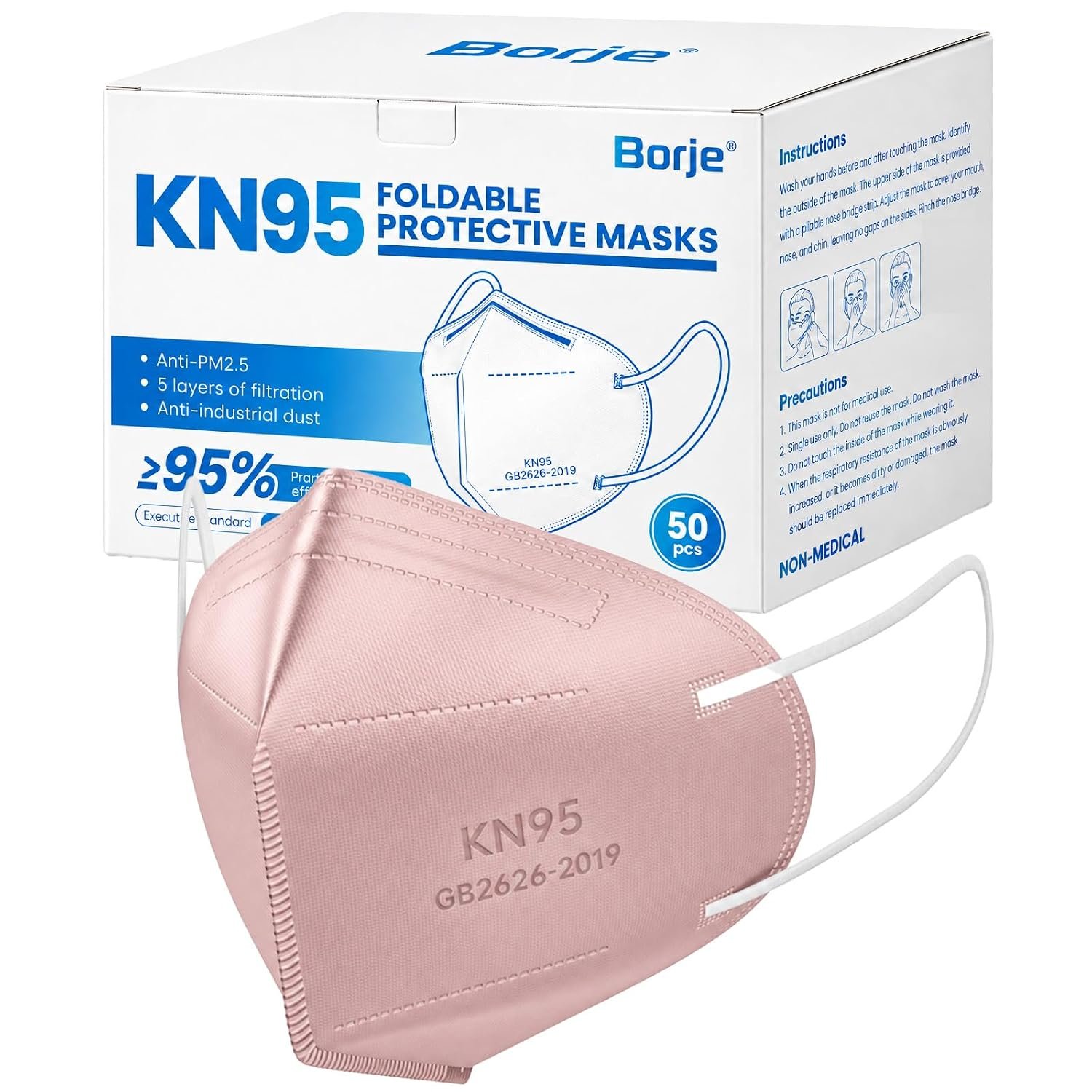 50 Pcs KN95 Face Masks, Disposable ...