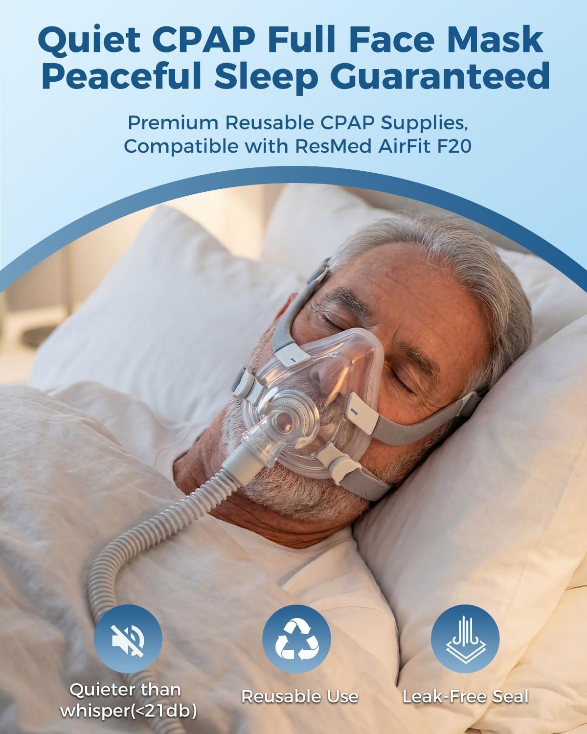 CPAP Mask, Full Face CPAP Masks, Full Cover Replacement Kit for Airfit F20 - Image 8