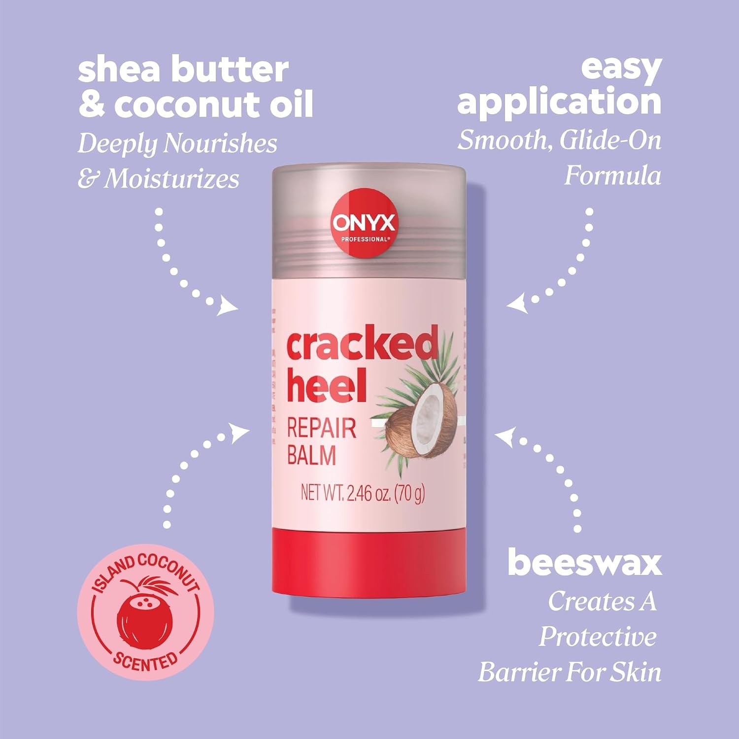 Onyx Professional Cracked Heel Treatment, Repairs Dry Heels, Coconut, 2 pk - Image 3