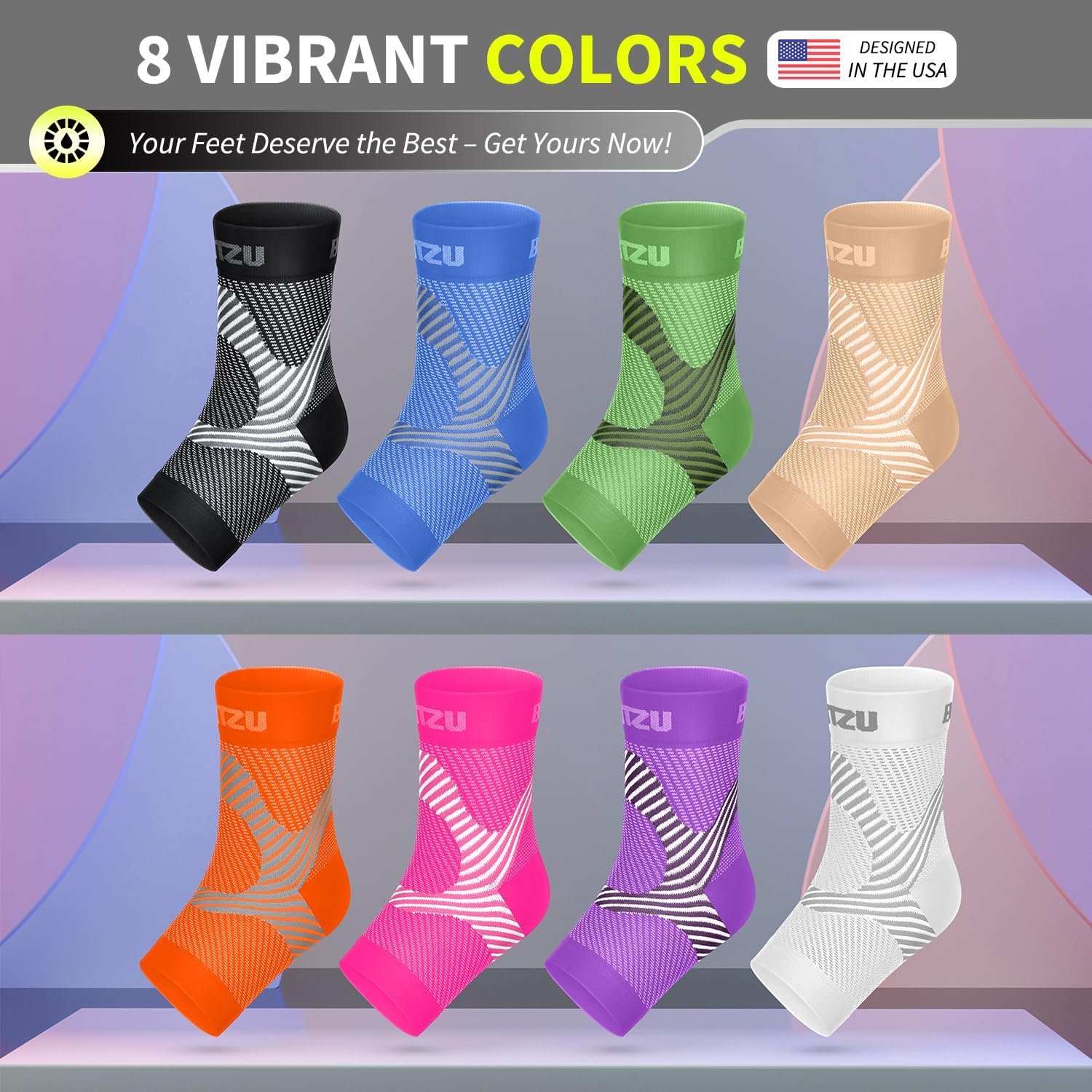 BLITZU Compression Socks for Plantar Fasciitis, Foot, Arch & Ankle Support - Image 8