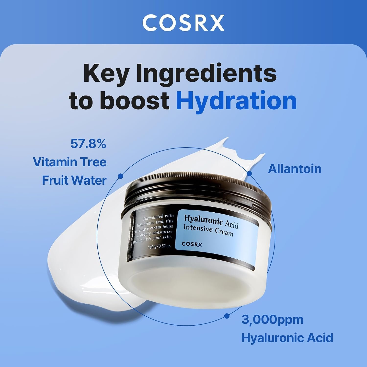 COSRX Hyaluronic Acid Cream, Daily Moisturizer for Sensitive Skin, 3.52 oz - Image 2