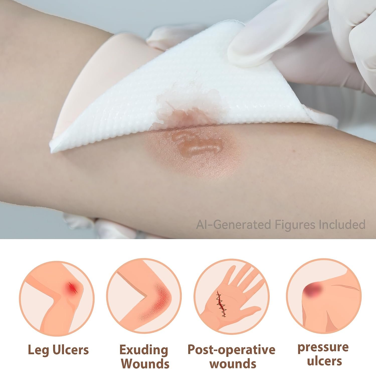 Ourmed Soft Flex Silicone Foam Dressings(4"x 4", Pack of 10), Sterile, Highly Absorbent, Waterproof, No Border, Wound Care for Bed Sores, Pressure Ulcers - Image 3