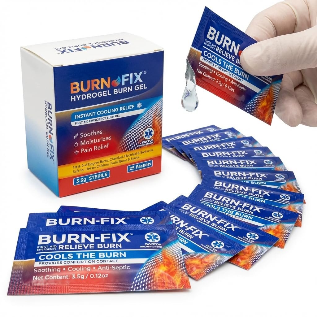 BurnFIX® Burn Gel Packets, First Aid Hydrogel Relief, Minor Burns, 25 Pack - Image 9