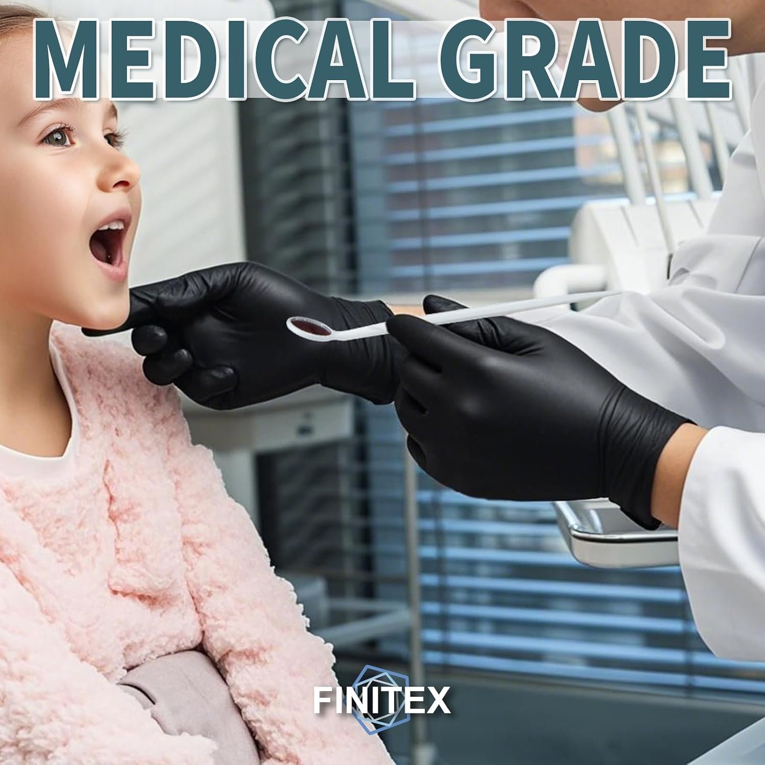 FINITEX Black Nitrile Disposable Gloves 5mil Medical Exam 100PCS,M - Image 2