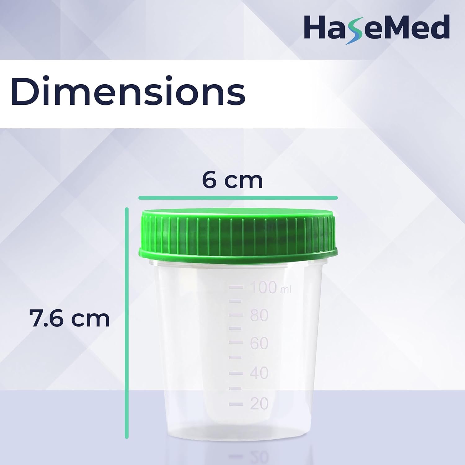 Disposable Specimen Collection Cups with Green Screw Cap – 125 ml | Leakproof Urine Sample Container with Graduated Scale for Lab, Travel, and Personal Use - 20 Pack - Image 2