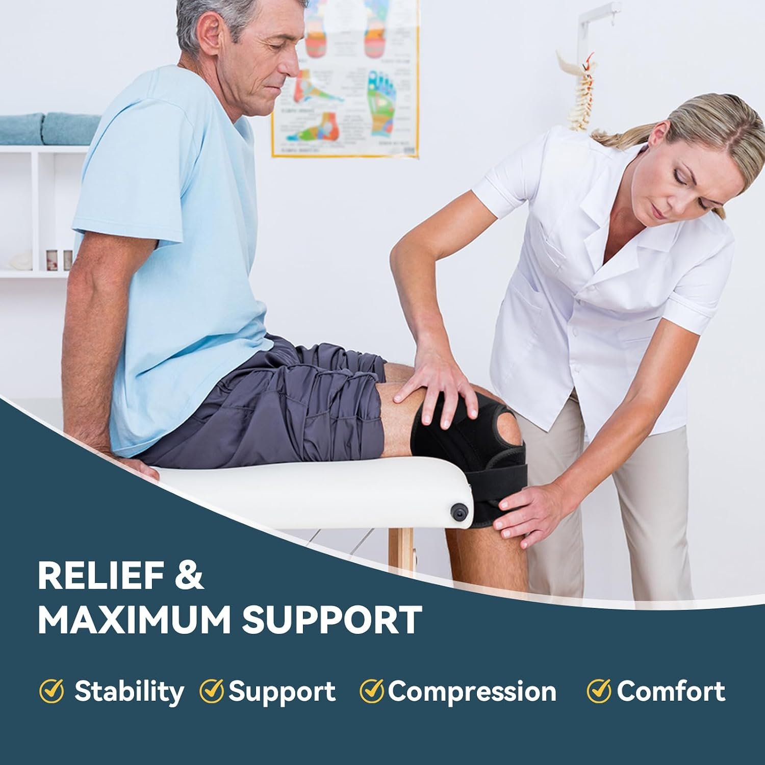 JOMVD Knee Brace for Knee Pain Relief, Adjustable Knee Support with Side Stabilizers for Meniscus Tear, Arthritis, ACL, PCL, MCL, Joint Pain Recovery, Women & Men,Medium - Image 7