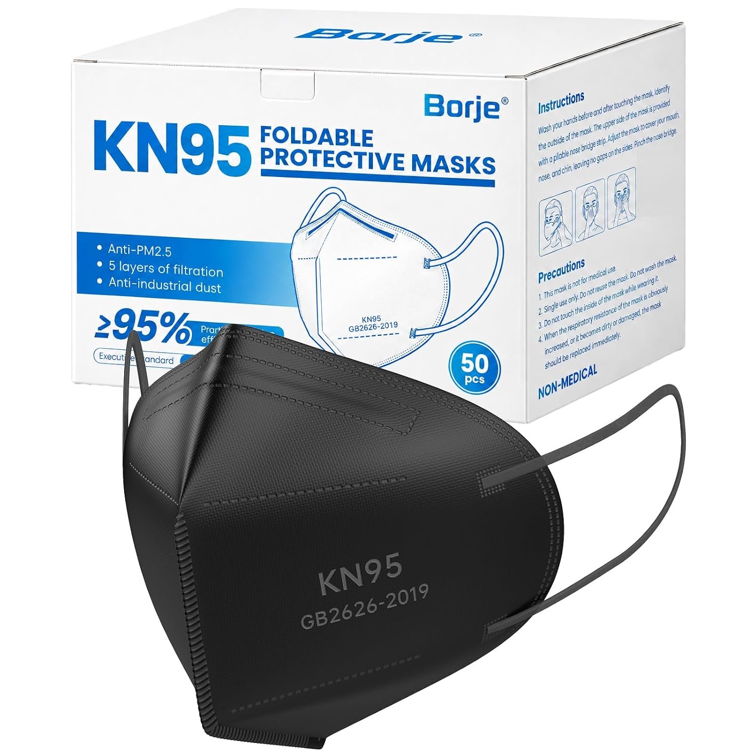 50 Pcs KN95 Face Masks, Disposable ...