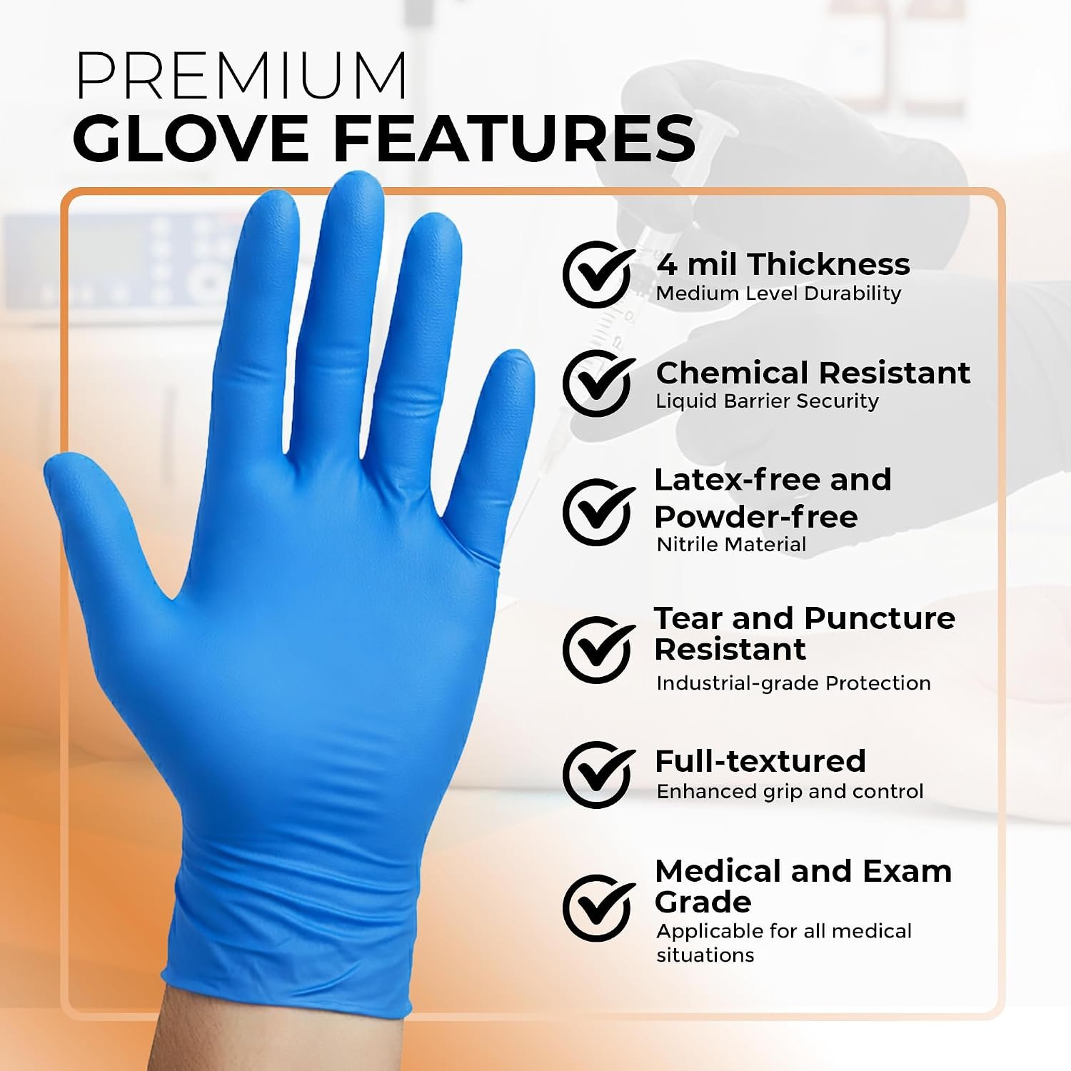 ASAP Nitrile Gloves Disposable Latex Free Exam & Medical Grade 4 Mil - Image 2