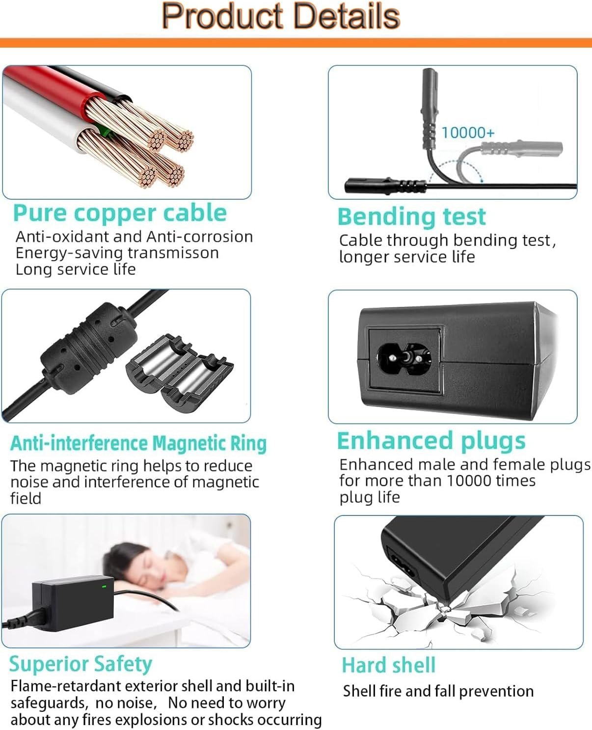 HUZUM Charger for Inogen One G1 G2 G3 G4 G5 Concentrator BA-301 BA-302 BA-303 BA-107 BA-106 BA-207 BA-503 BA-401 BA-403 BA-307 BA-306 Oxygen Concentrator Power Adapter Cord - Image 5