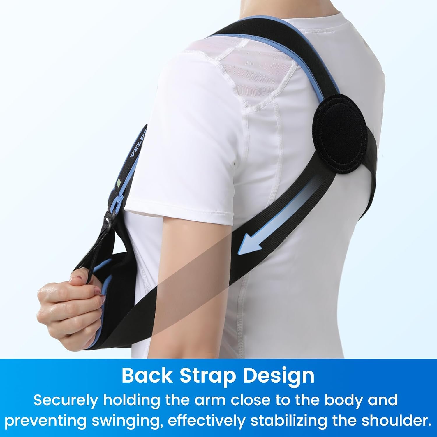 Velpeau Medical Arm Sling Shoulder Immobilizer for Women and Men, Black L - Image 3
