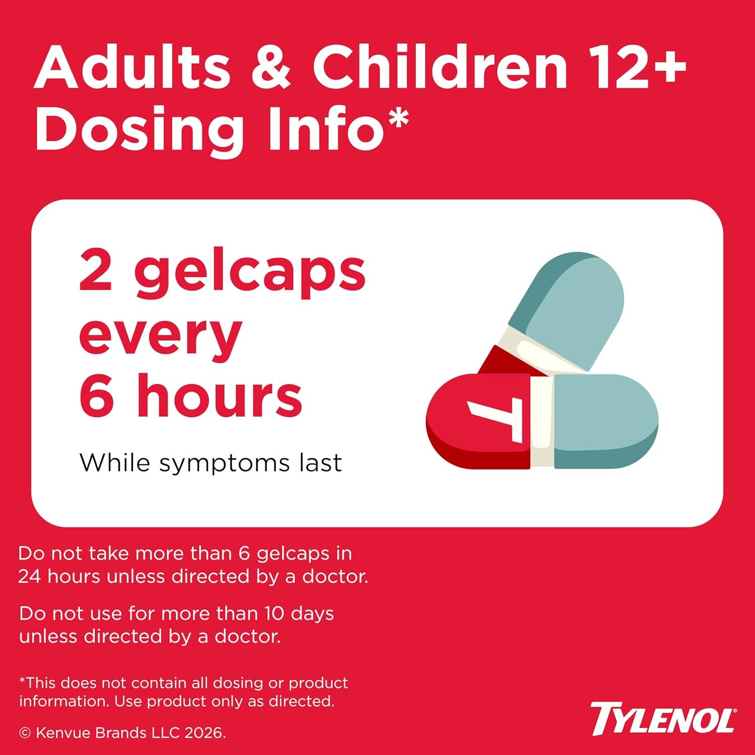 Tylenol Extra Strength Rapid Release Gels, 500 mg Acetaminophen, 100 Ct - Image 6