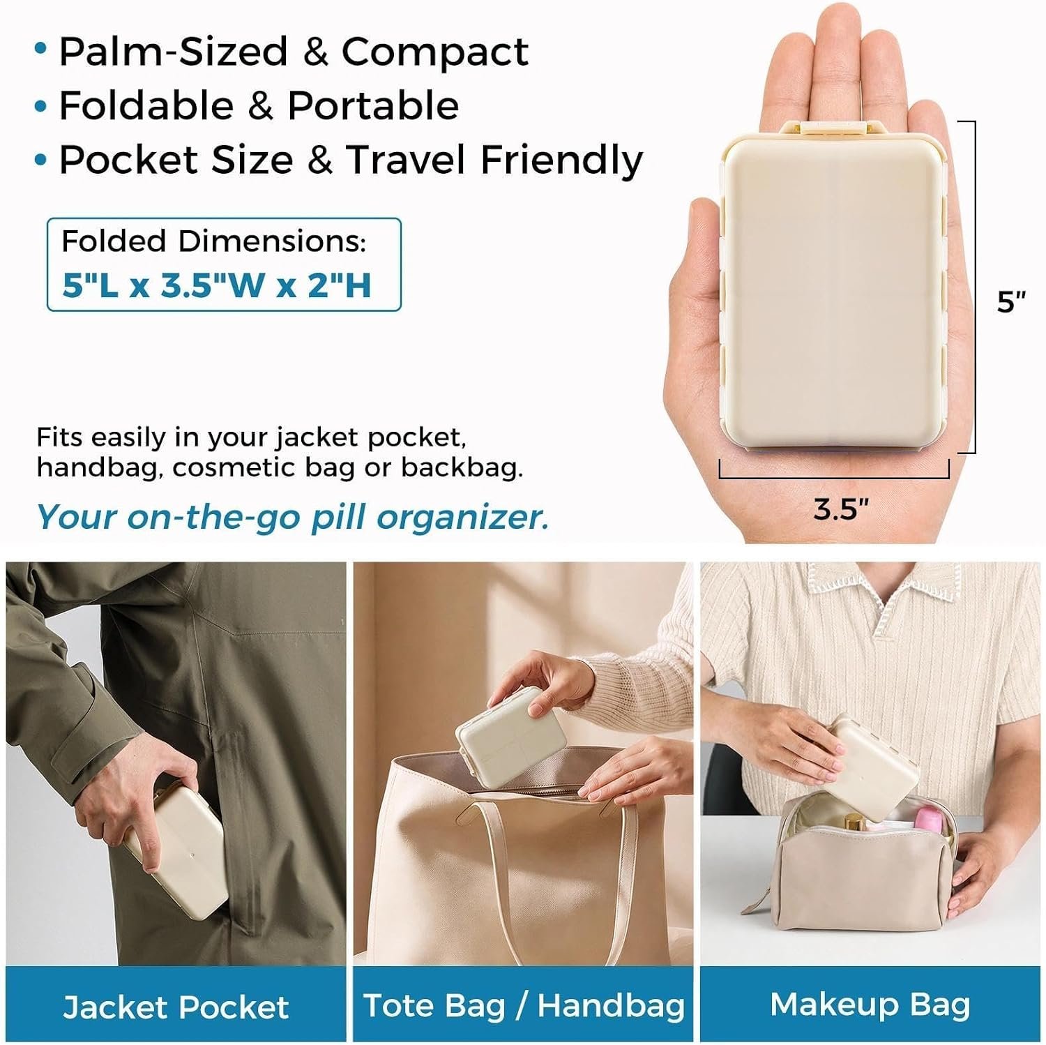Foldable Portable 7 Day Pill Organizer 2 Times a Day, AM PM Weekly Pill Box - Image 2