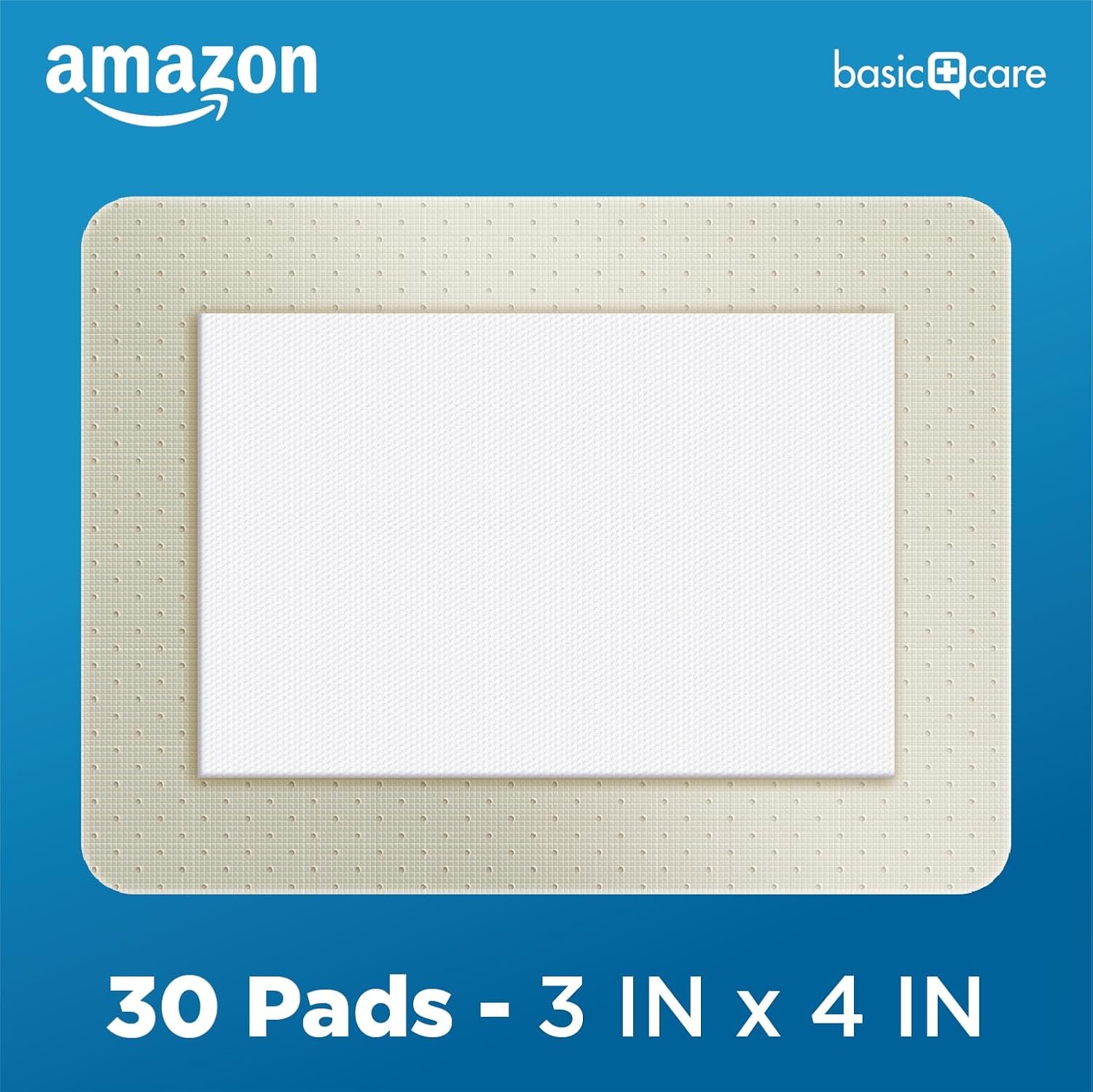 Amazon Basics Antibacterial Sheer Adhesive Pad Bandages, Extra Large Non-Stick Pad, Helps Prevent Infection, First Aid & Wound Care Protection, 30 Count (3x4 inches) (Previously Amazon Basic Care) - Image 6