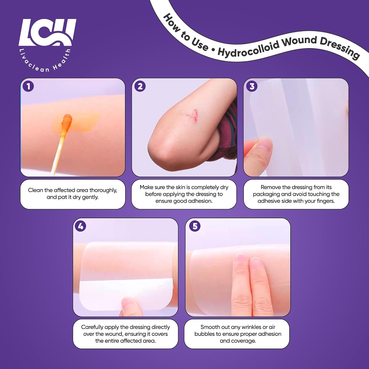15 CT 2" x 2" Hydrocolloid Wound Dressing - Sterile Colloidal Bandages - Adhesive Hydrocolloid Bandages Small - Individually Packed Healing Patches for Wounds and Blisters by Livaclean Health - Image 3