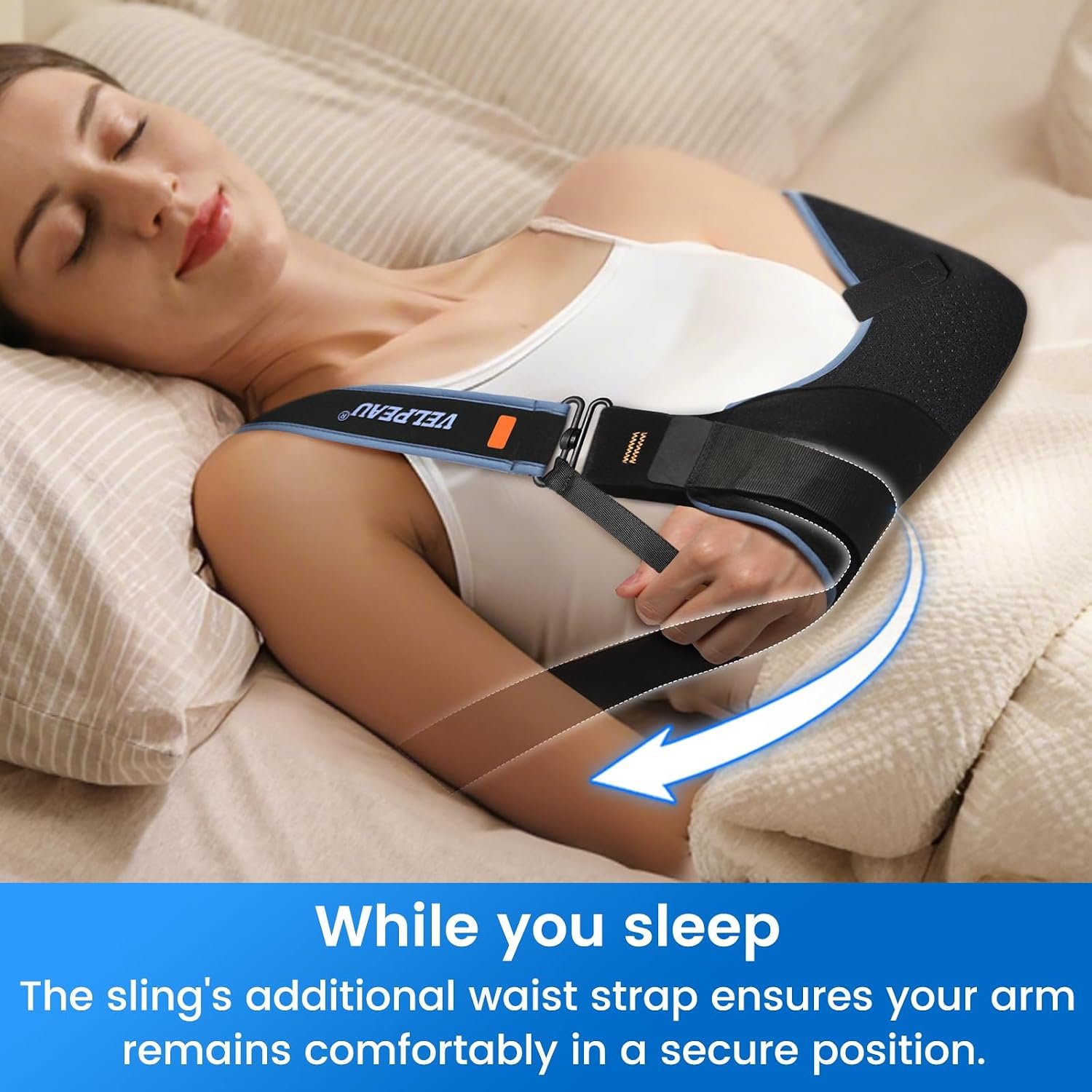 Velpeau Medical Arm Sling Shoulder Immobilizer for Women and Men, Black L - Image 7