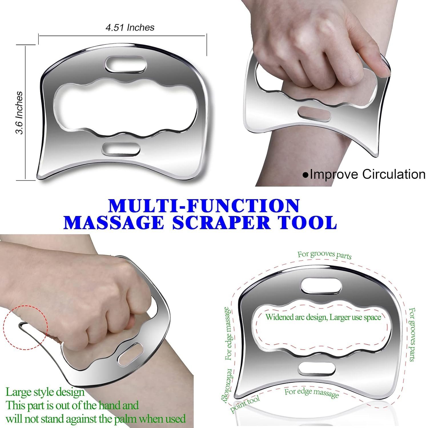 3 in 1 Stainless Steel Muscle Scraper Tools Set,Scraping Massage Tools for Physical Therapy,Derma Edge Massage Tool & GuaSha Massage Scraper Tool,IASTM Tools,Guasha Tool for Body - Image 4