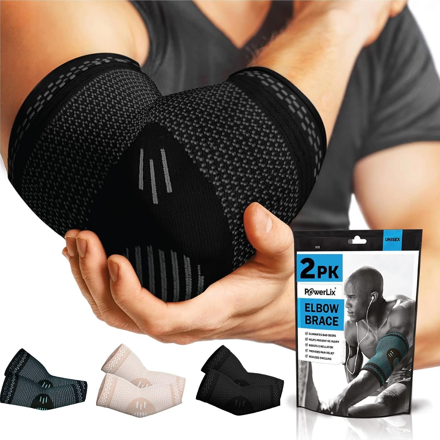 POWERLIX 2Pack Elbow Orthopedic Bra...