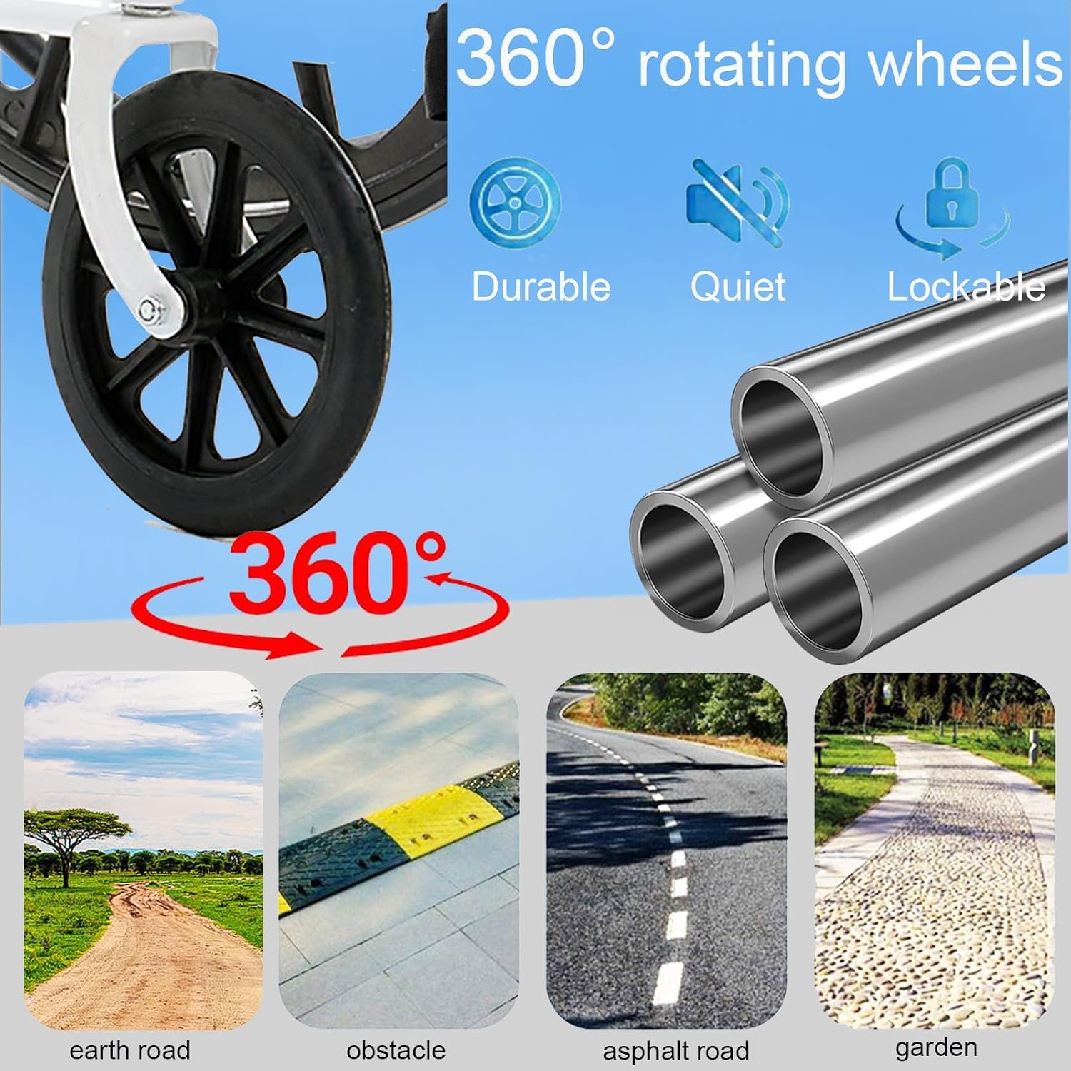 Wheel Chair 400 lb Capacity Drive Wheelchair Transport Chair Manual Wheelchair Wheelchairs for Adults Foldable with Cup Holder Movable handrails, Foot Pedals - Image 7