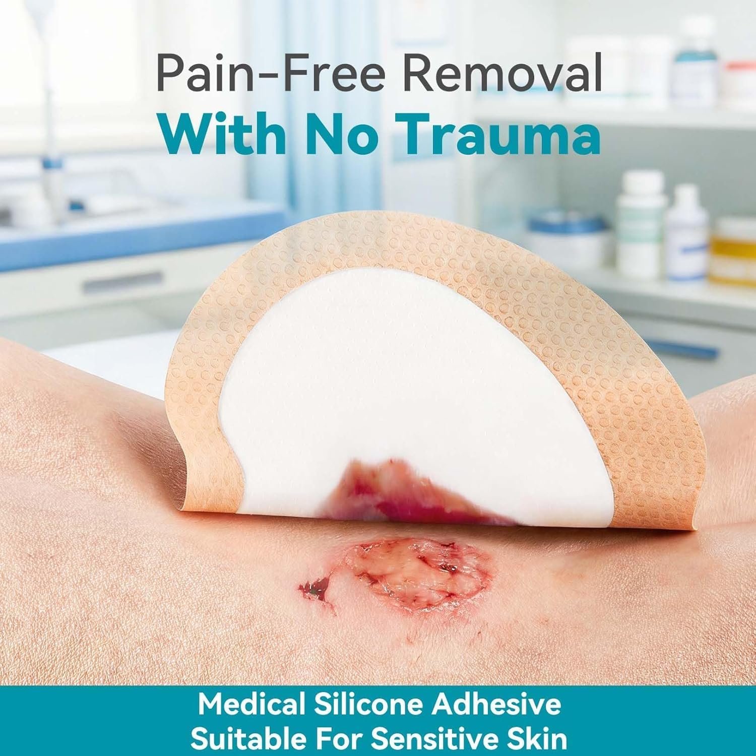 Dimora Sacrum Foam Dressing Silicone Adhesive Bandages 7" x 7" (10 Packs) - Image 5