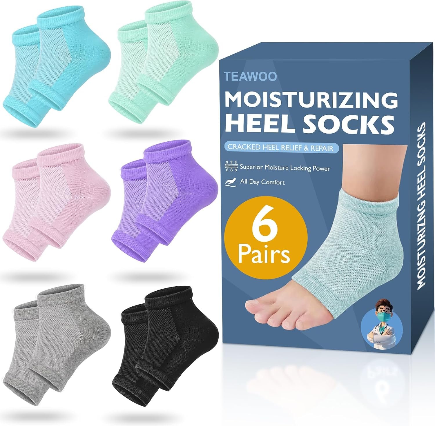 TEAWOO Moisturizing Heel Socks R...