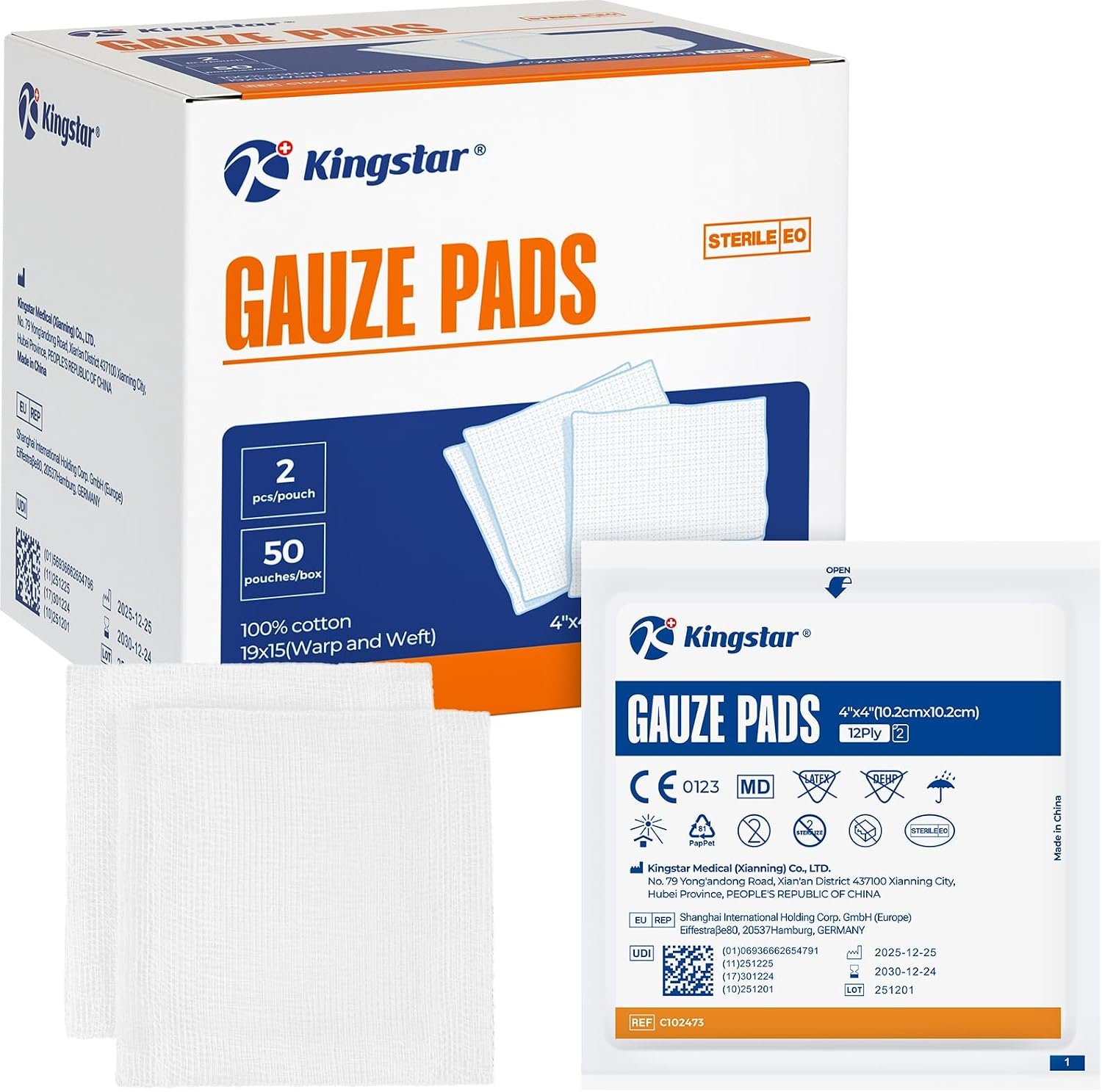 100Pcs Sterile Gauze Pads 4×4 ...