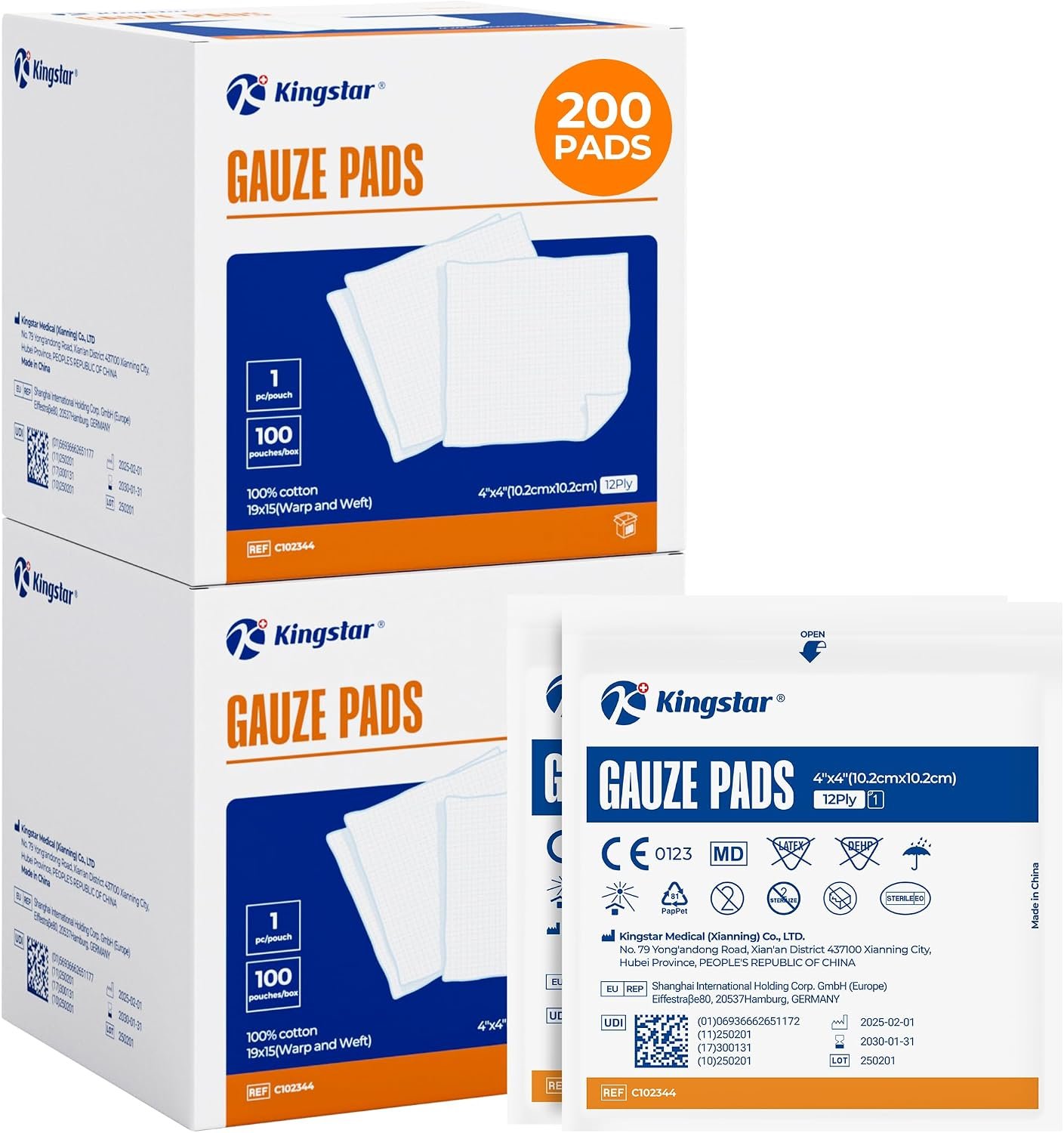 200 Pack Sterile Gauze Pads 4×...