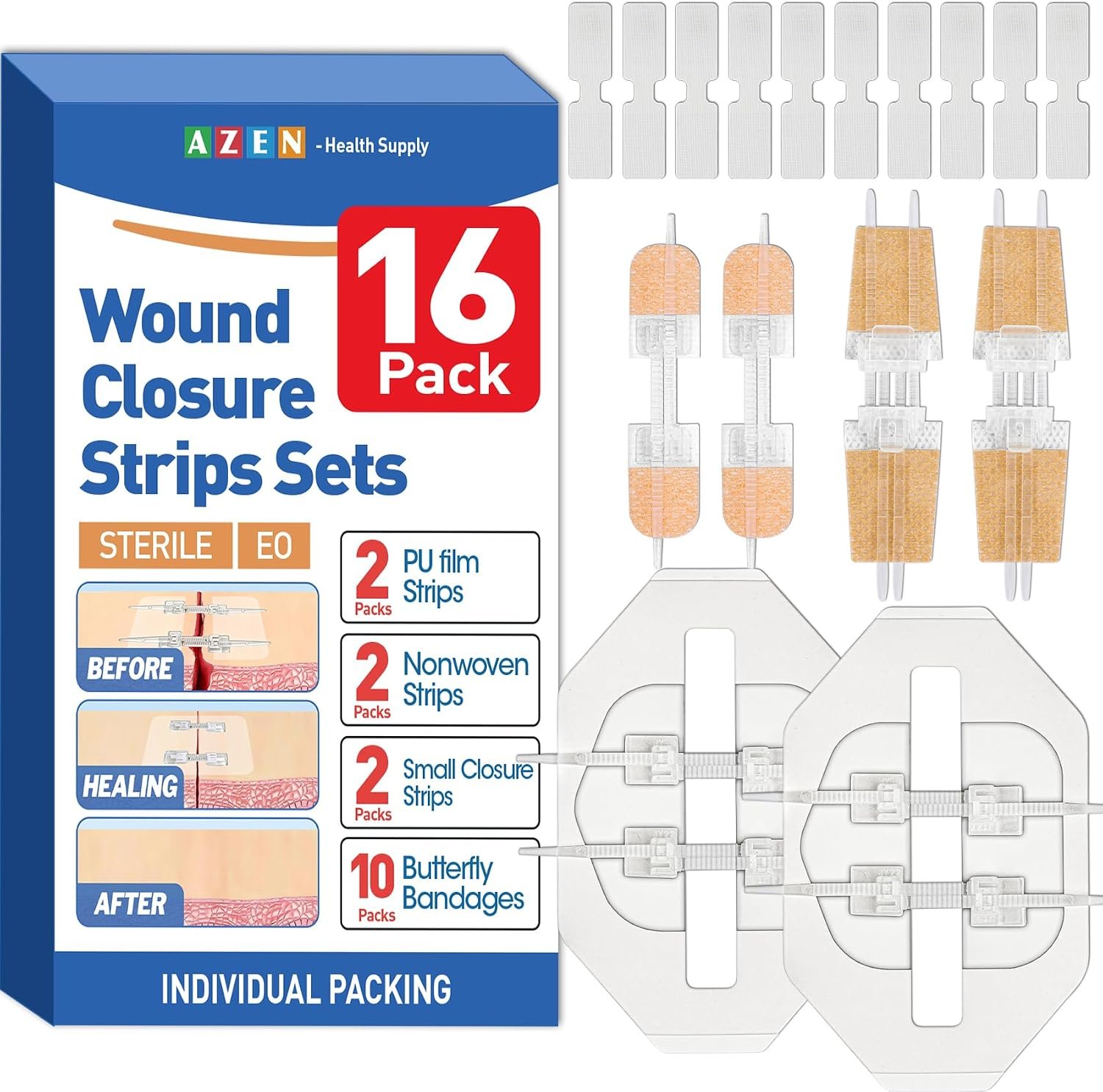 AZEN 16 Pack Wound Closure Strips, ...