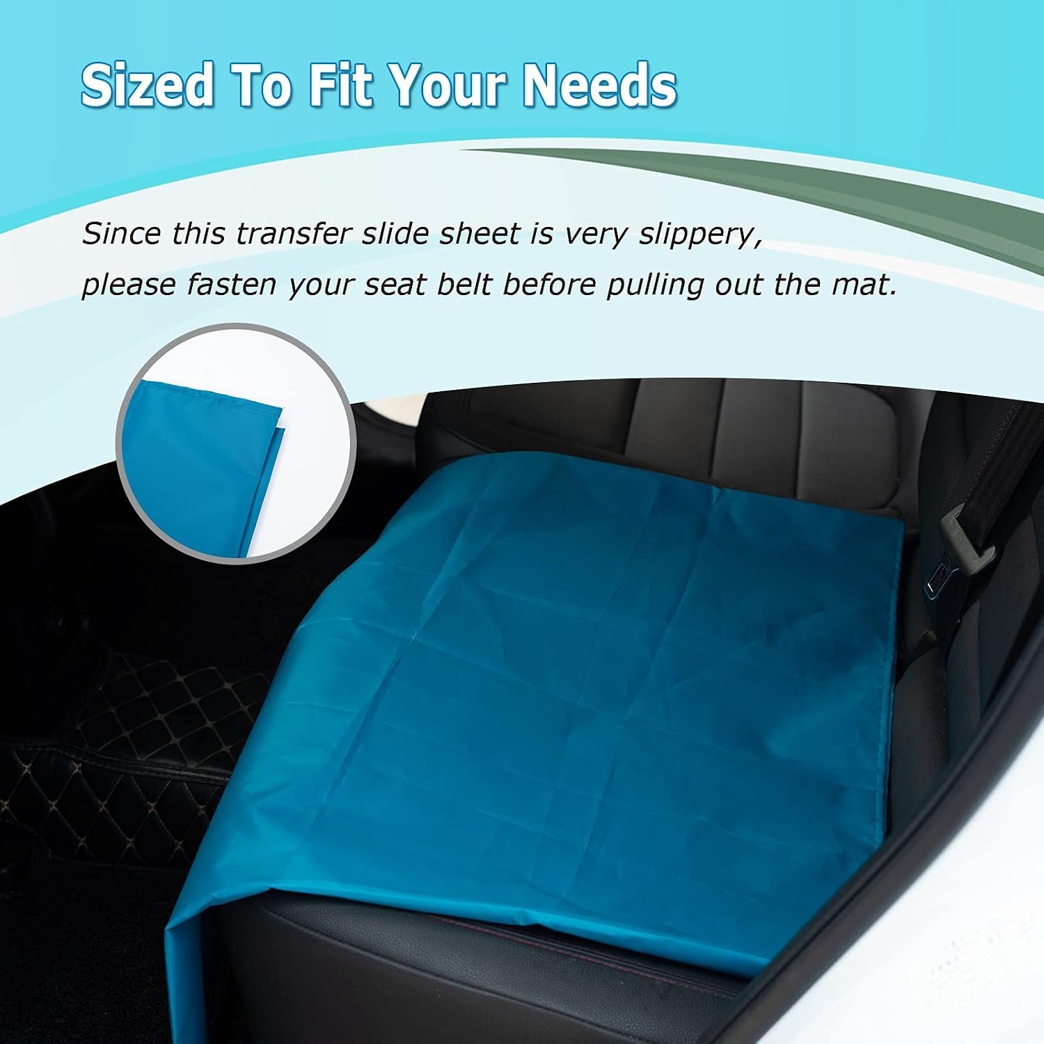 LOSCHEN Tubular Slide Sheet for Elderly Transfer, Sliding Draw Sheets to Assist Moving Elderly - for Cars, Vehicles, Wheelchairs and Bed Transfers - Hospitals & Home Care (Lake Blue, 28"x28"(72x72cm)) - Image 7