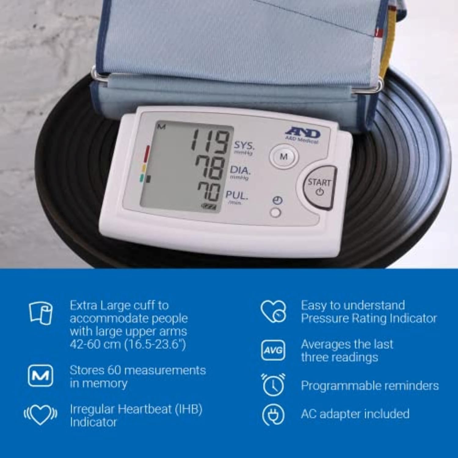 A&D Medical UA-789AC Blood Pressure Monitor for Home Use. Cuff 16.5-23.6" - Image 3