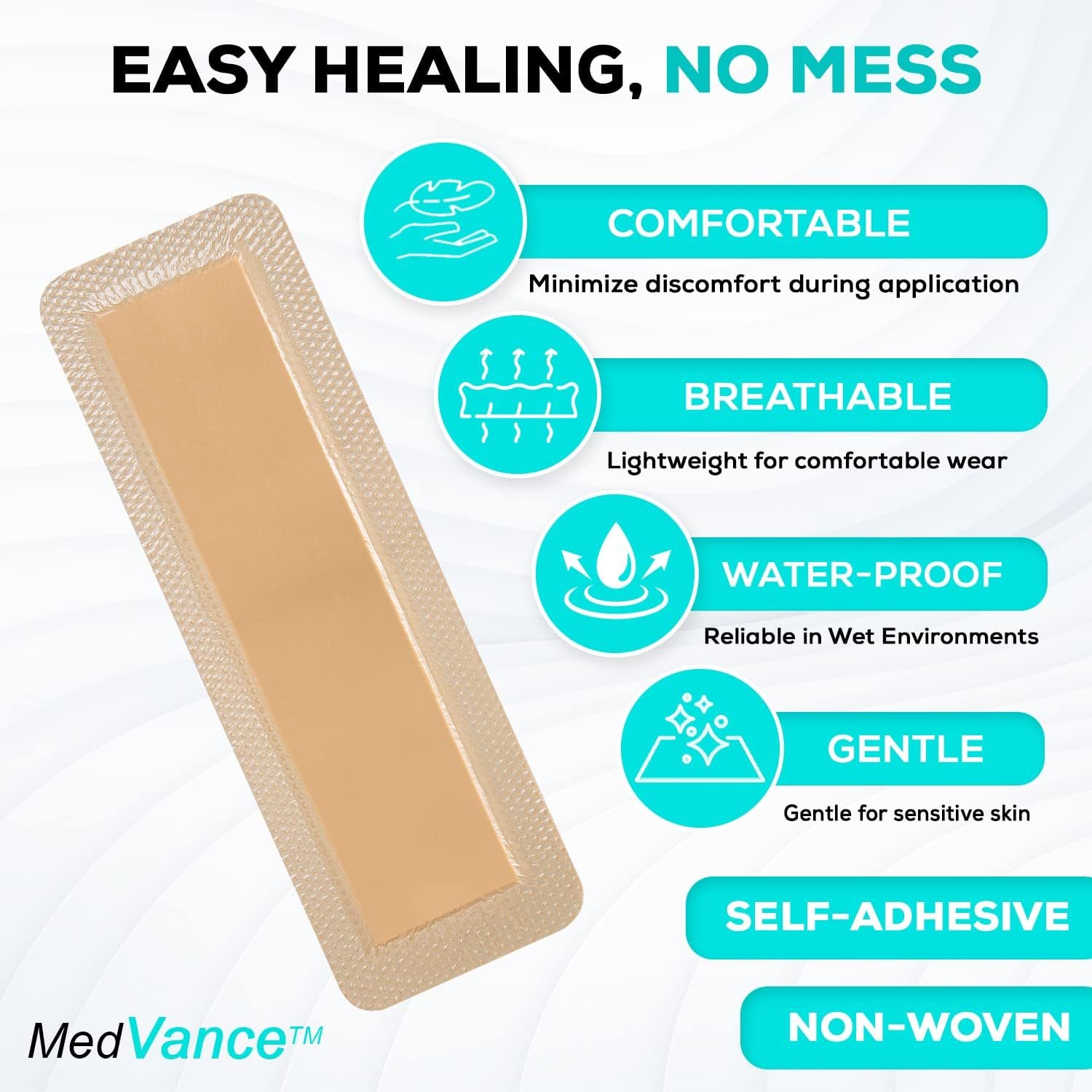 MedVance Silicone Foam Adhesive Dressing with Border, 4"x12", Box of 10 - Image 5