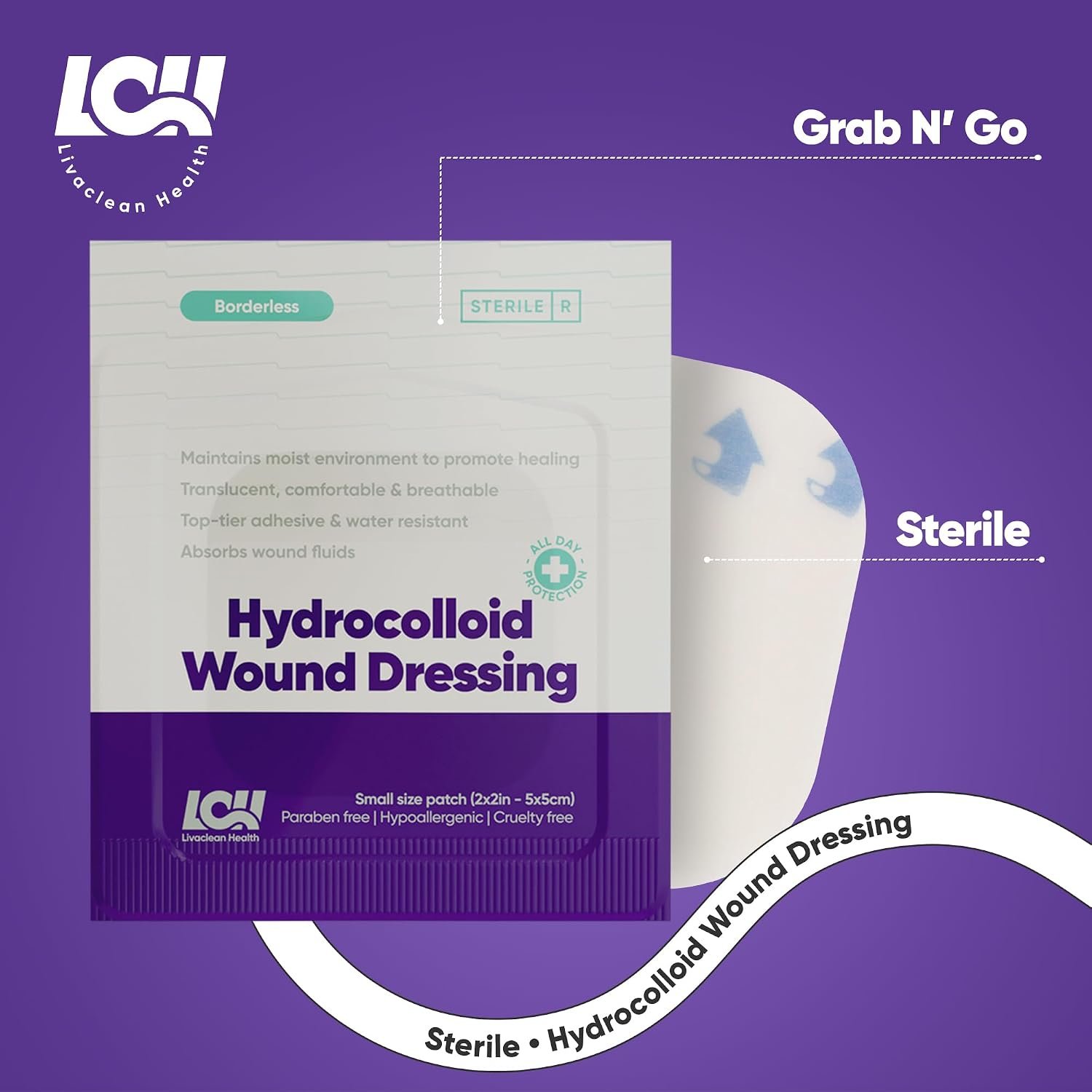15 CT 2" x 2" Hydrocolloid Wound Dressing - Sterile Colloidal Bandages - Adhesive Hydrocolloid Bandages Small - Individually Packed Healing Patches for Wounds and Blisters by Livaclean Health - Image 5