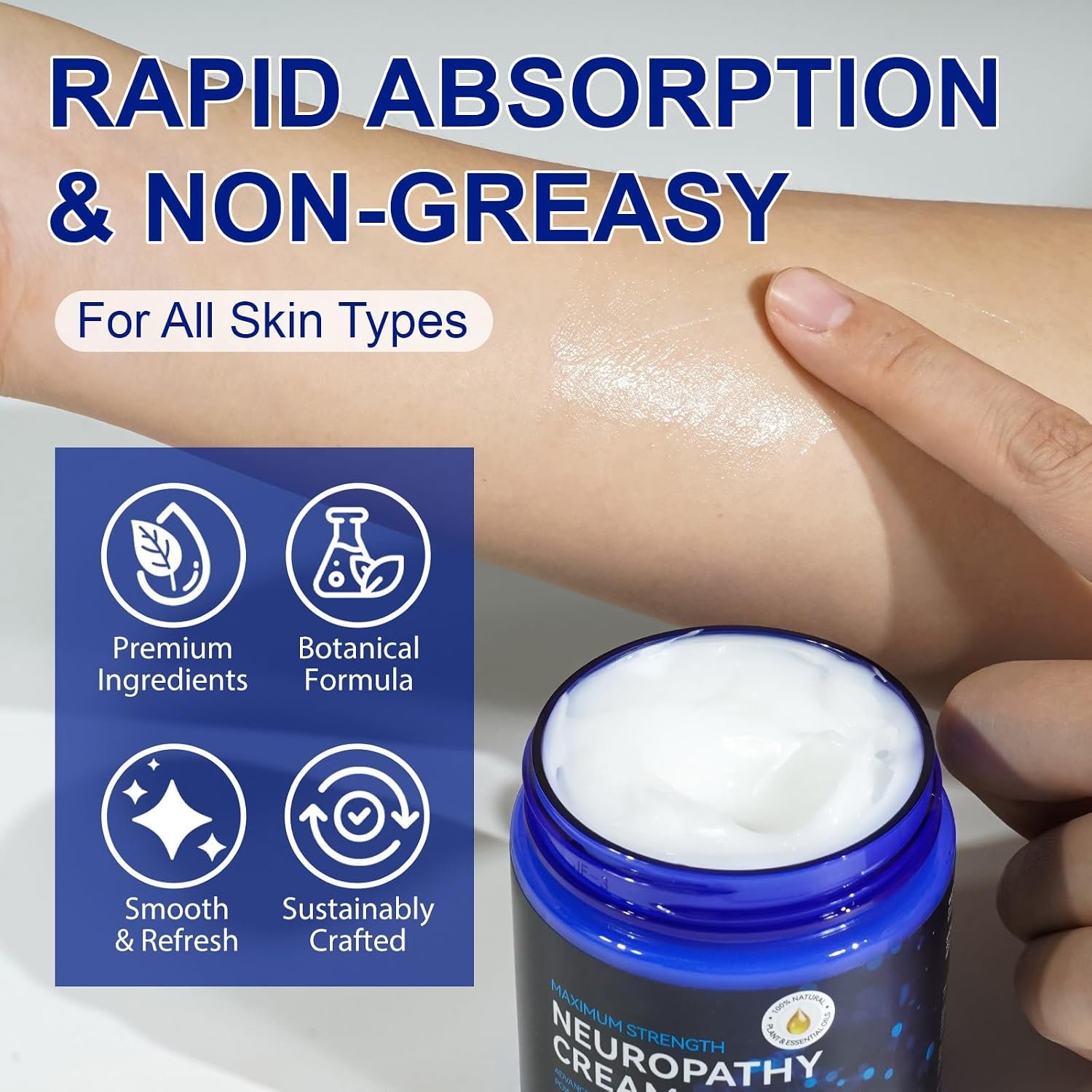 Neuropathy Cream for Feet, Legs & Hands – Lightweight, Plant-Based Formula with Cooling Comfort, 4 oz 1Pack - Image 7