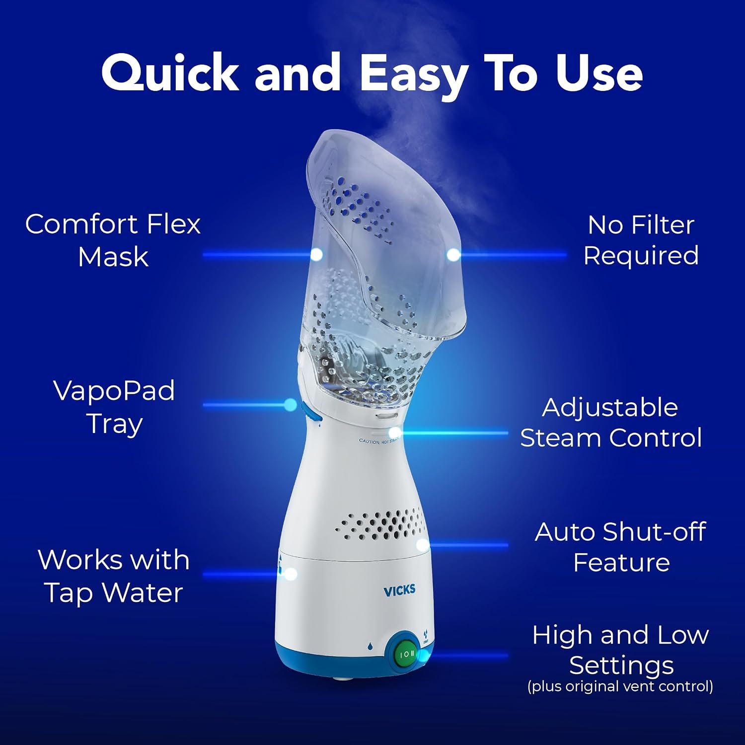 Vicks Sinus InhalerNon-Medicated Steam Inhaler for Sinus Relief, Allergies, Congestion, Vocal Steamer, Works with VapoPads (1 Included) + Vicks VapoPads Original Menthol Scent Refill Pads, 20-Pack - Image 5