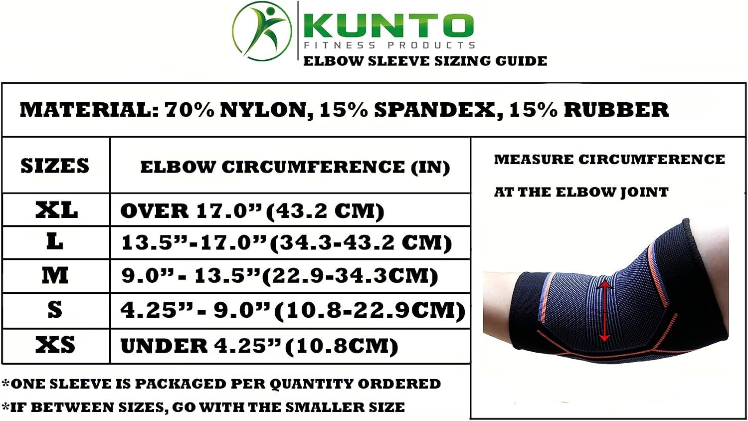 Kunto Fitness Elbow Brace Compression Support Sleeve (Shipped From USA) for Tendonitis, Tennis Elbow, Golf Elbow Treatment - Reduce Joint Pain During Any Activity! - Image 6