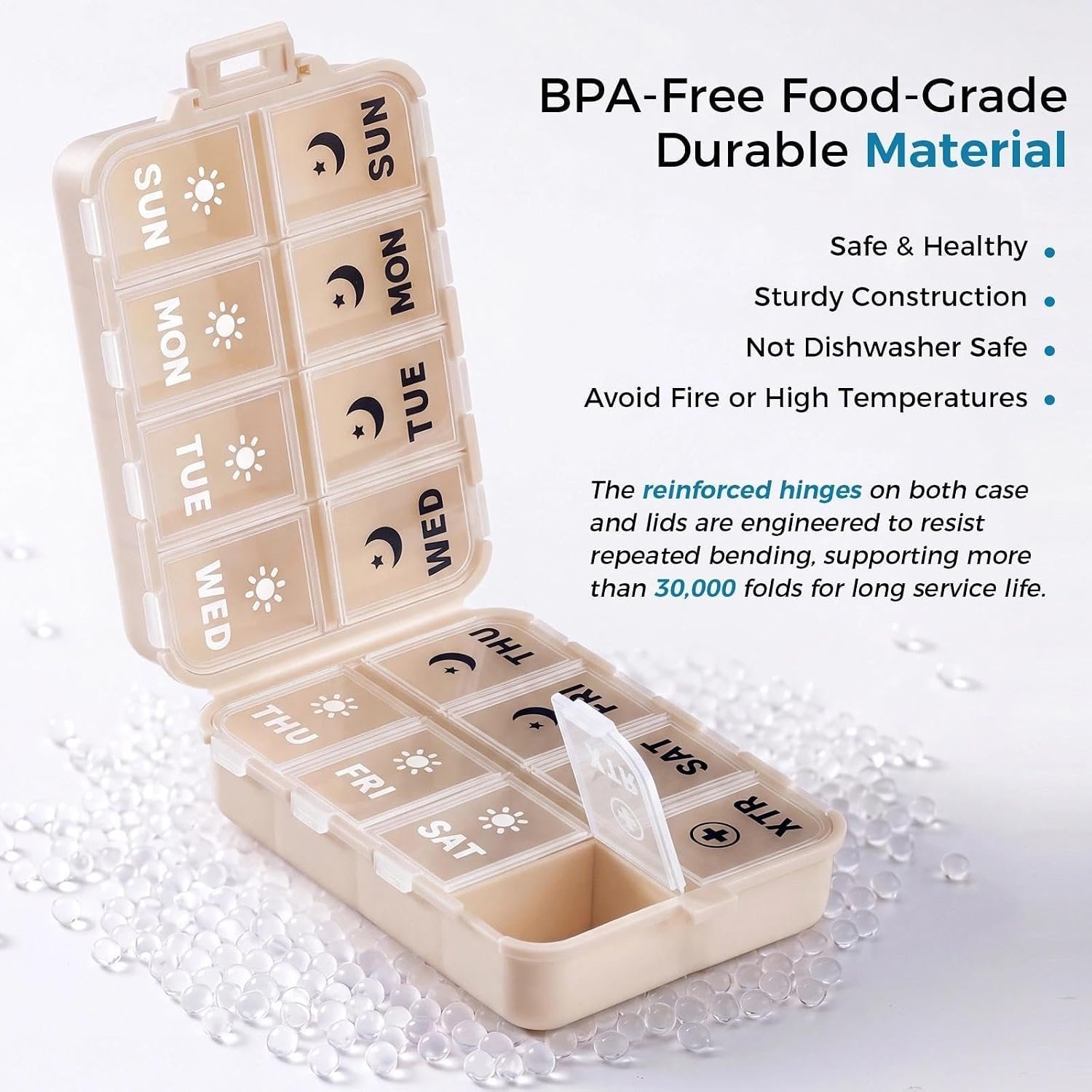 Foldable Portable 7 Day Pill Organizer 2 Times a Day, AM PM Weekly Pill Box - Image 7