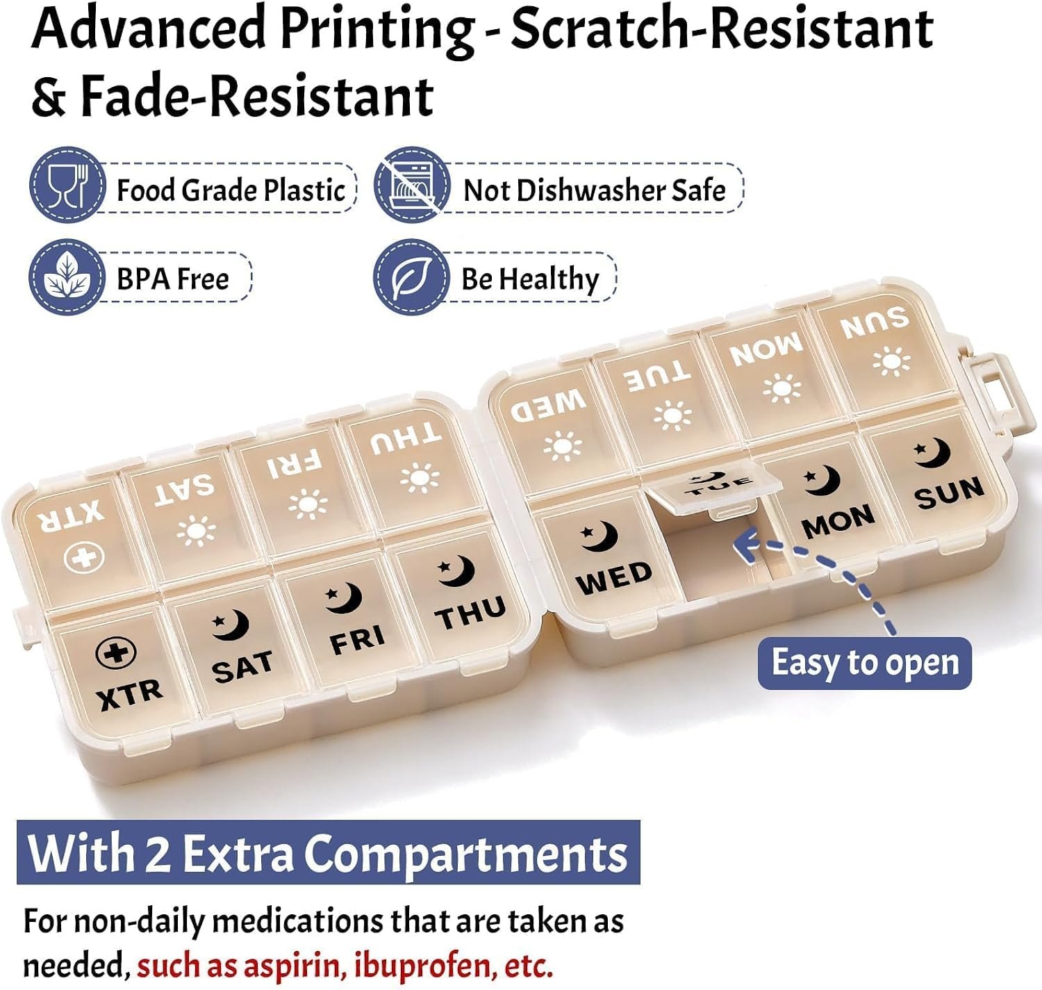 Foldable Portable 7 Day Pill Organizer 2 Times a Day, AM PM Weekly Pill Box - Image 6