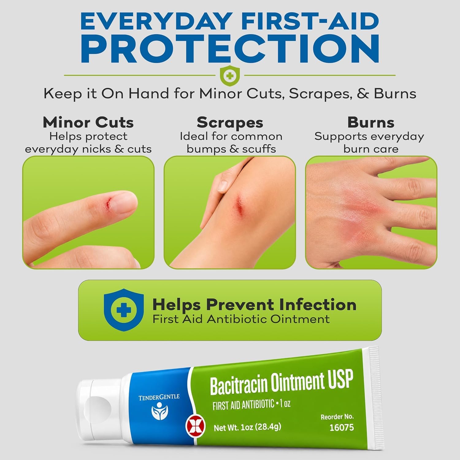 Bacitracin Antibiotic Ointment with Zinc USP - 1 oz Topical Antibiotic First Aid Ointment - Helps Prevent Infection in Minor Cuts, Scrapes, and Burns - Image 2